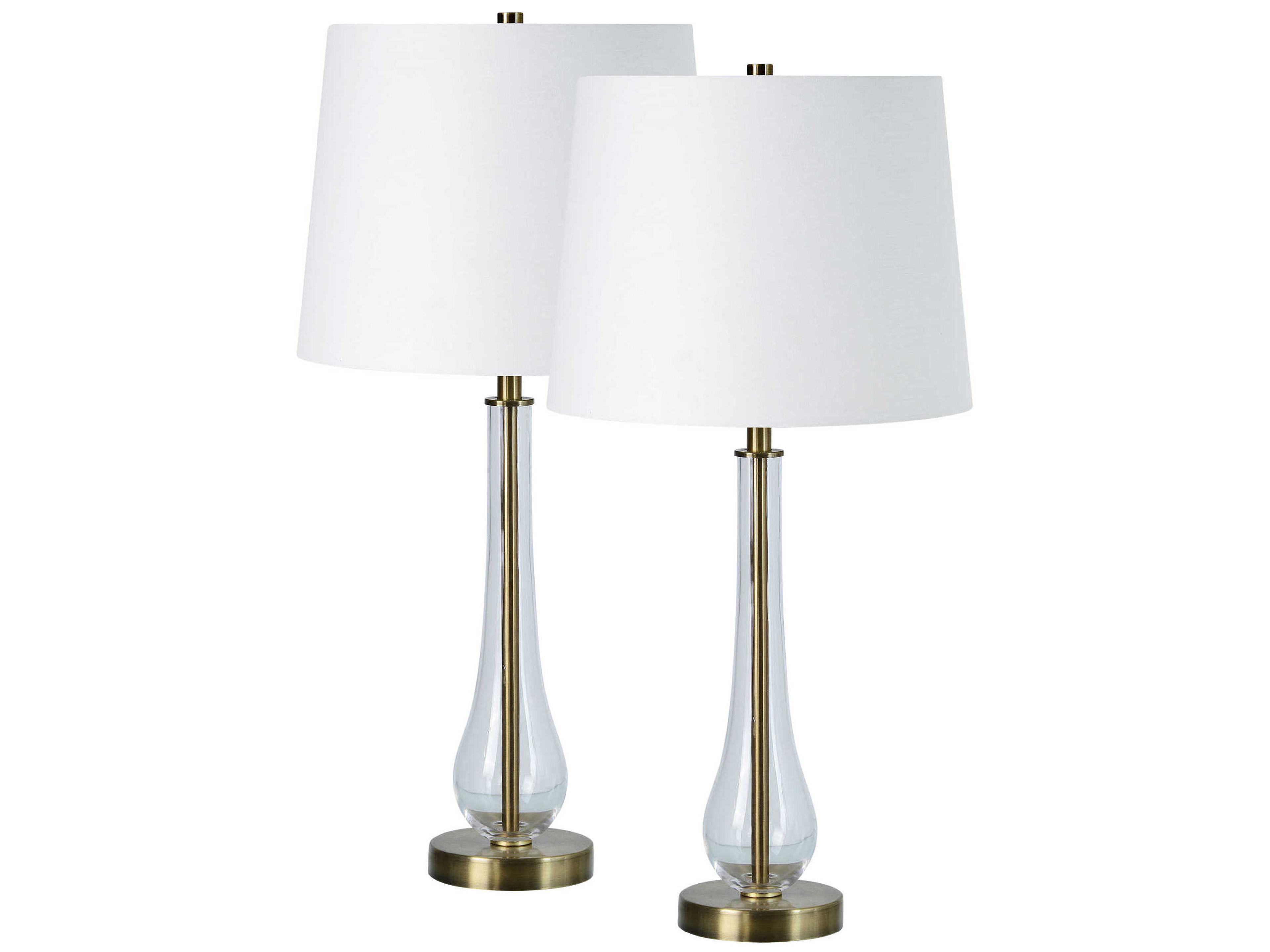 Nabi Clear Brass Buffet Lamp Set of 2