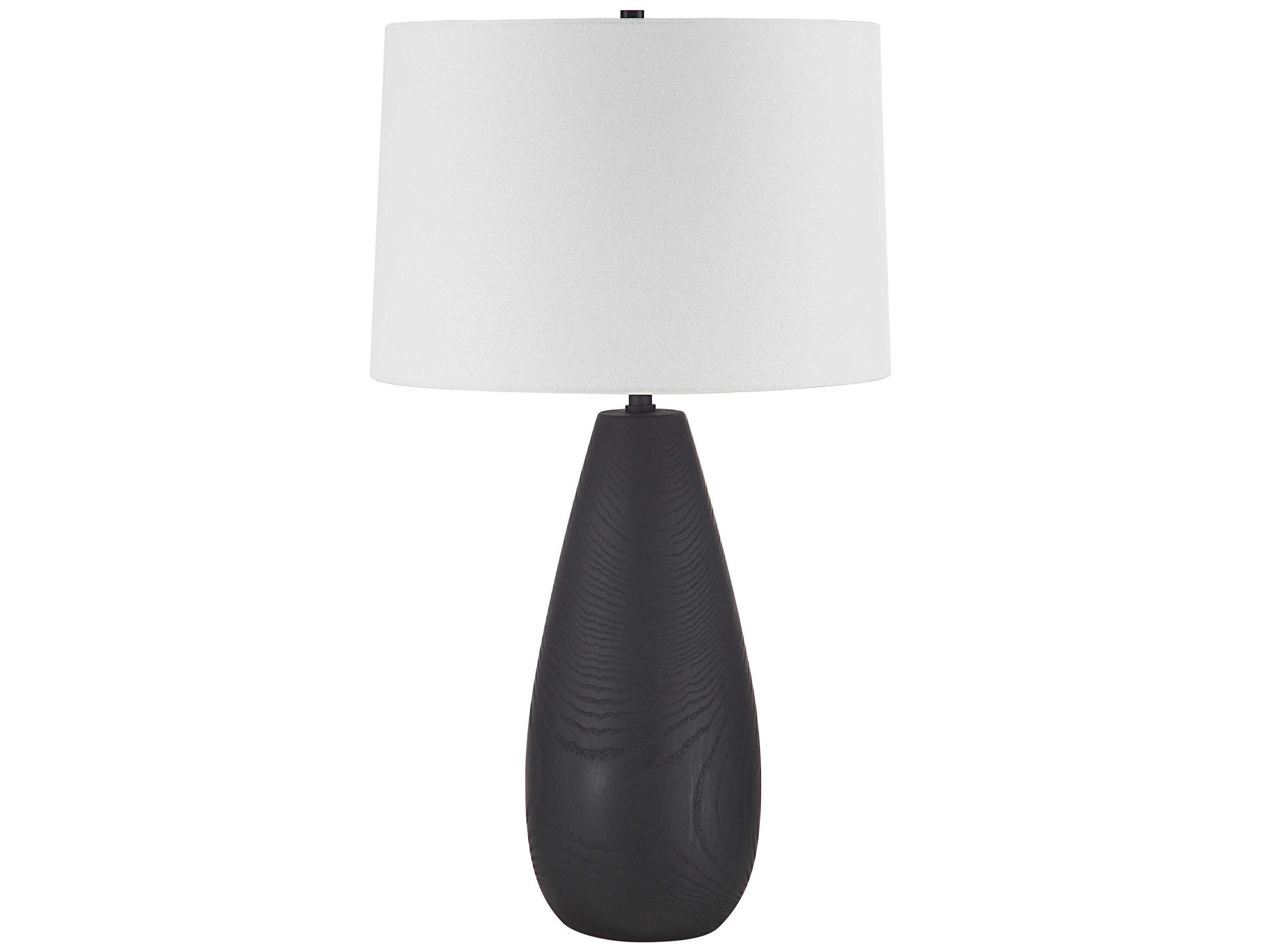 Renwil Tala Matte Black Ivory Linen Buffet Lamp