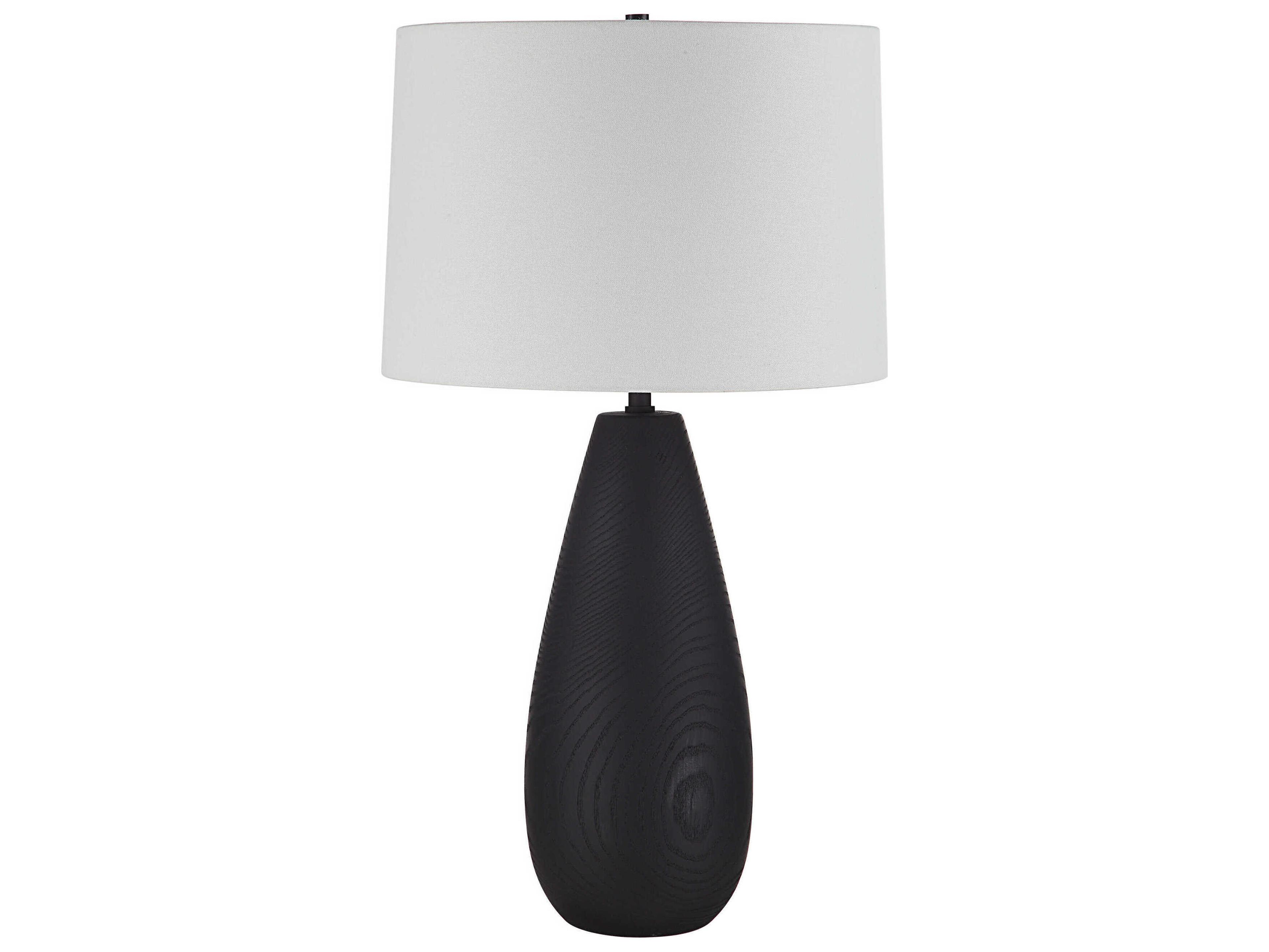 Renwil Tala Matte Black Ivory Linen Buffet Lamp
