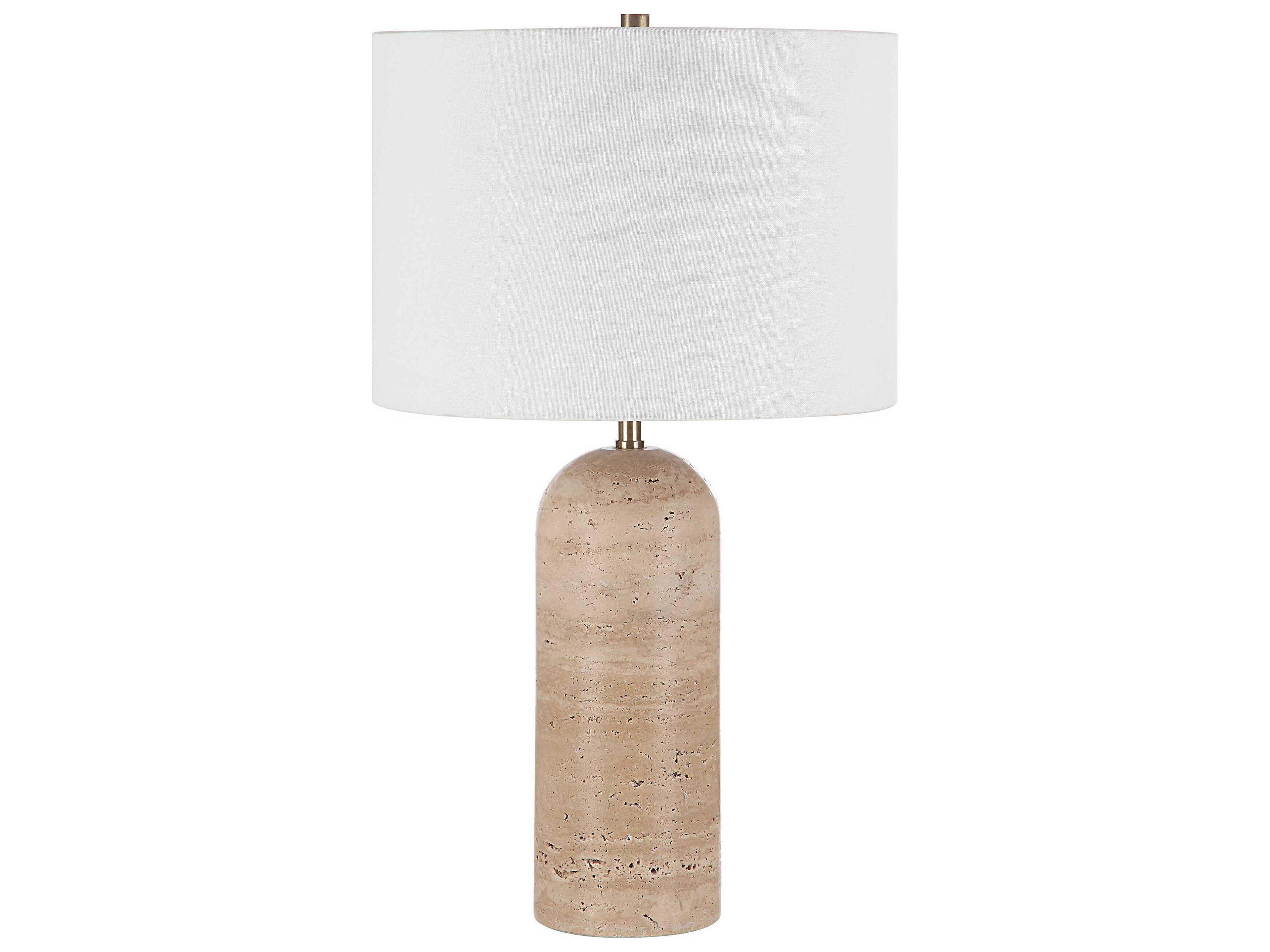 Ixora Natural Honed Ivory Linen Brown Buffet Lamp