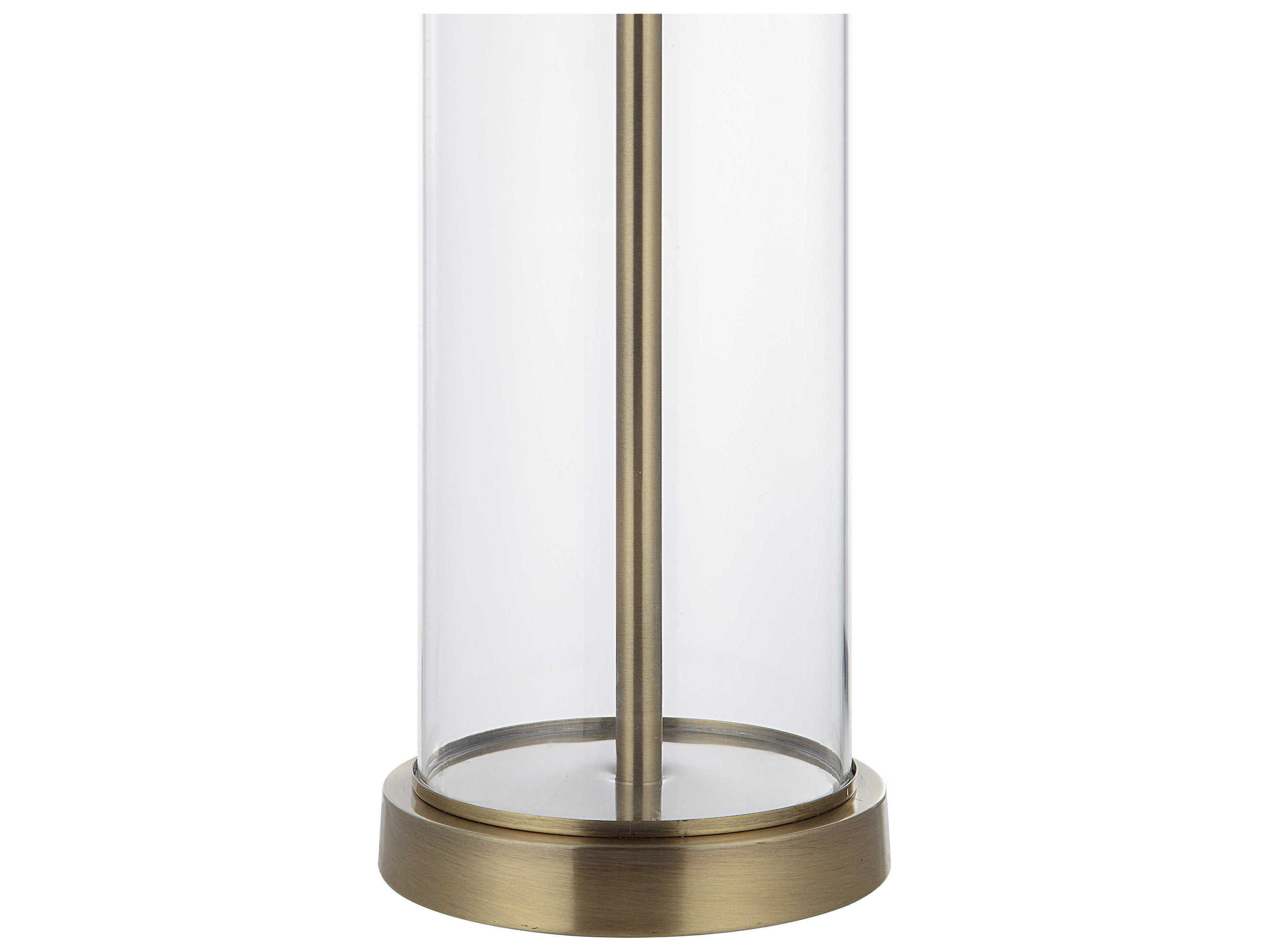 Renwil Saco Satin Brass Ivory Linen Buffet Lamp Set of 2