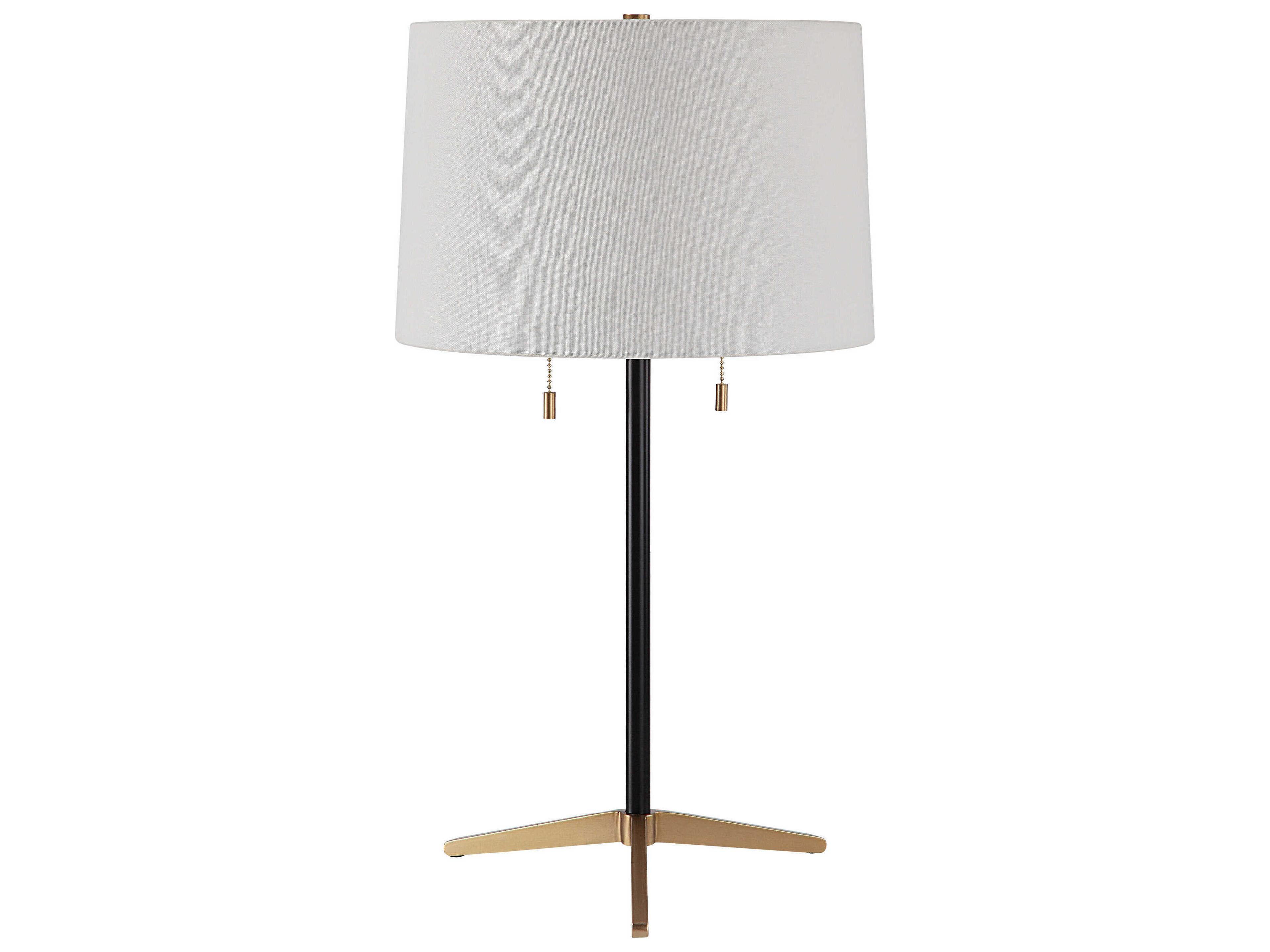 Renwil Orono Matte Black Ivory Linen Buffet Lamp Set of 2
