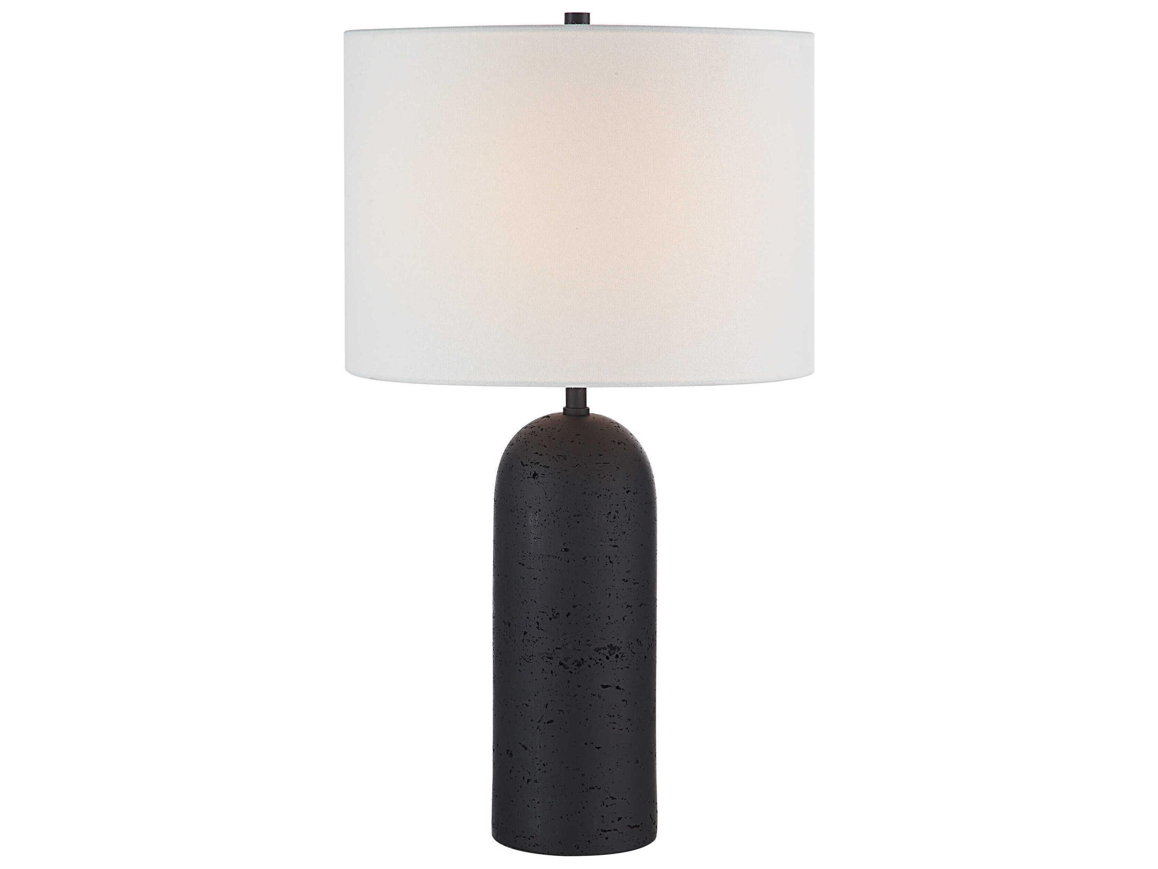 Renwil Augusta Black Ivory Linen Buffet Lamp Set of 2