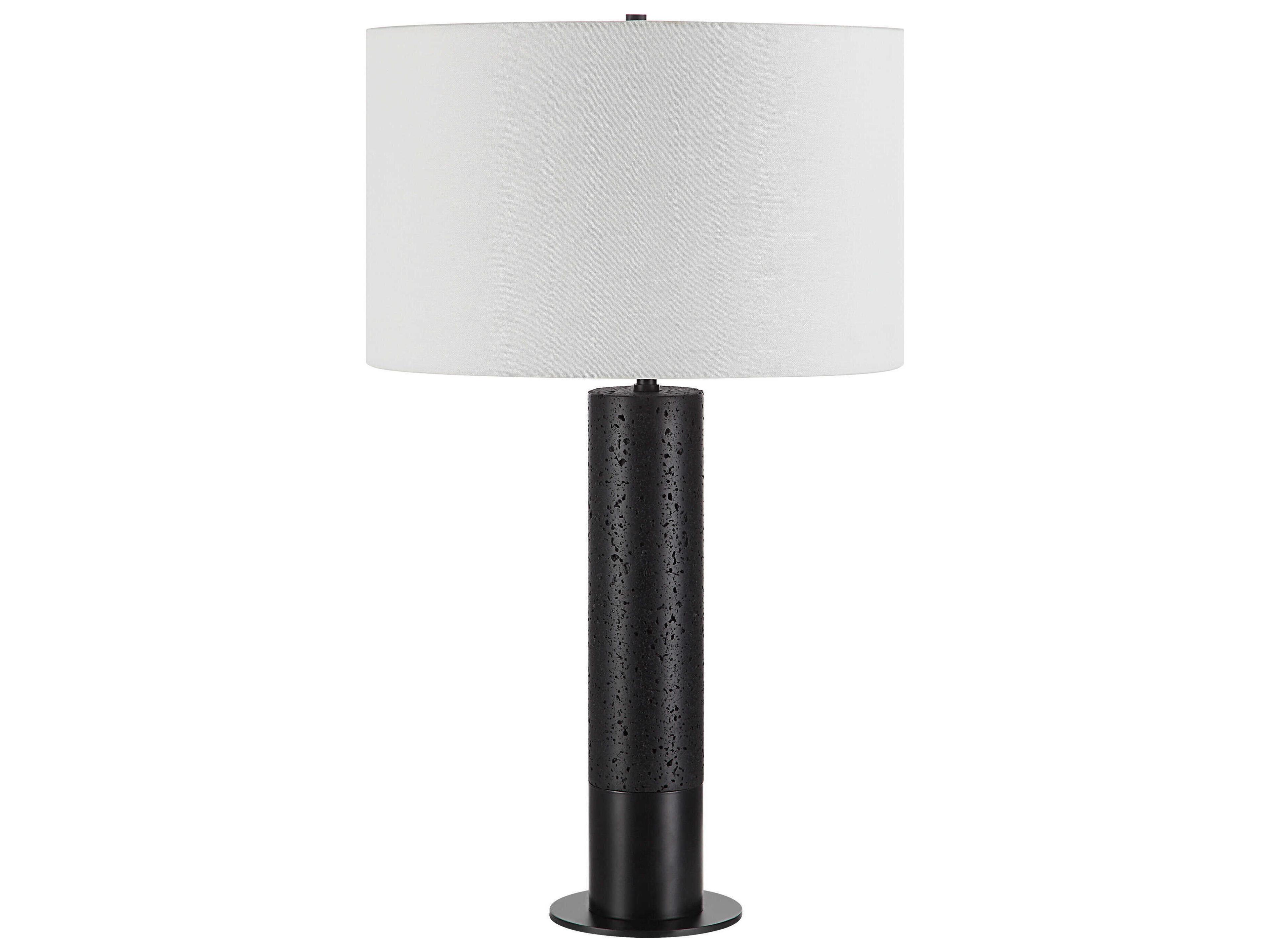 Kampen Matte Black Ivory Linen Buffet Lamp
