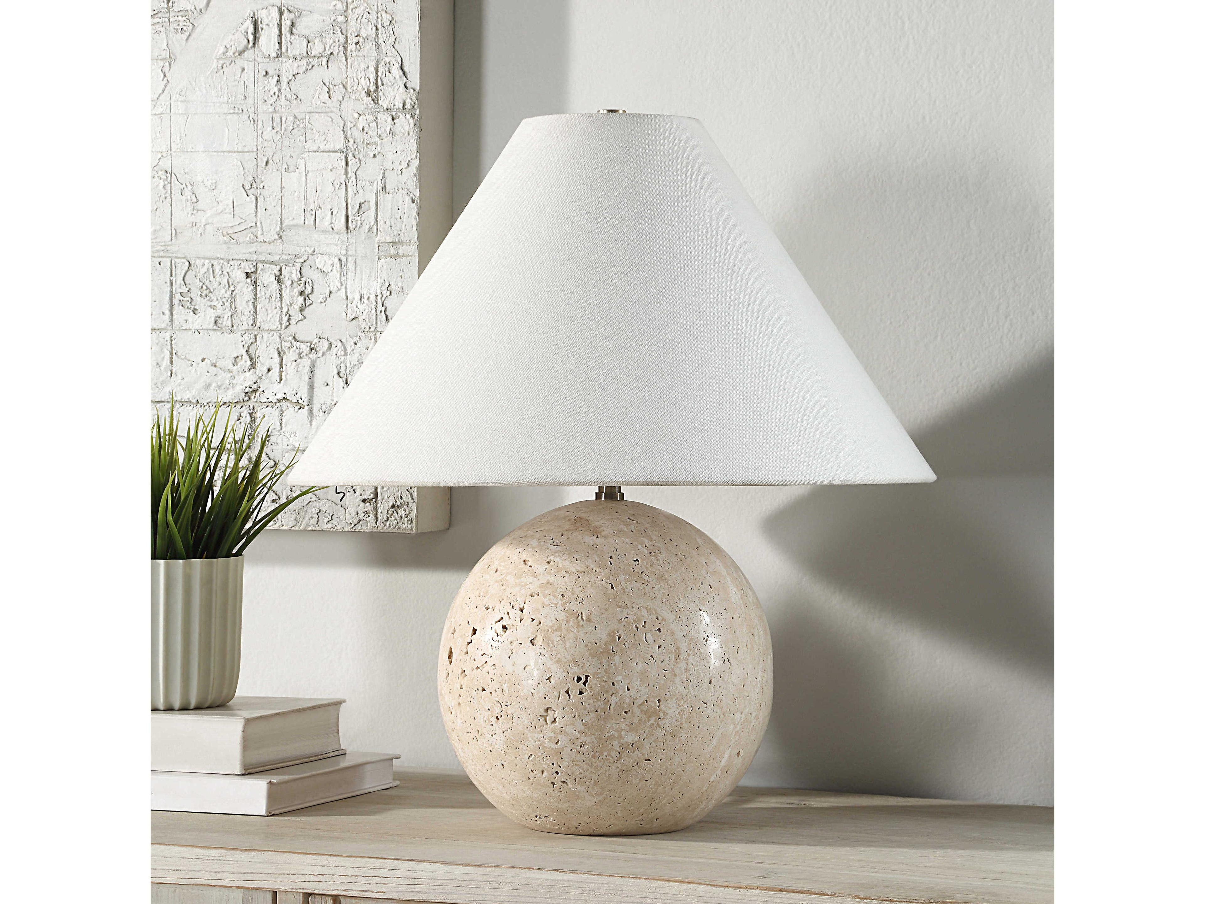Renwil Assen Cream Ivory Linen Off White Table Lamp
