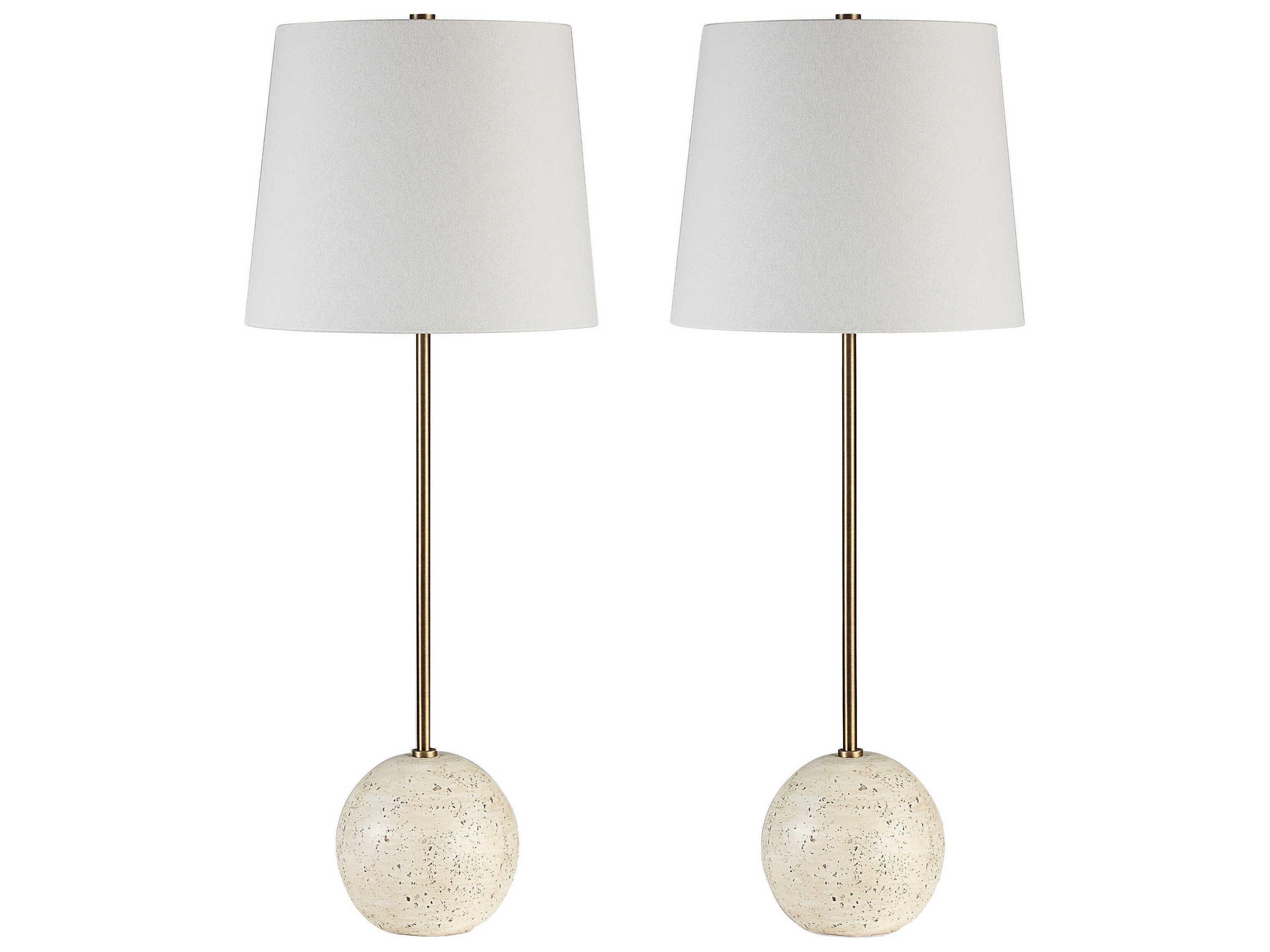 Davide Marble Cream Off White Buffet Lamp Set of 2