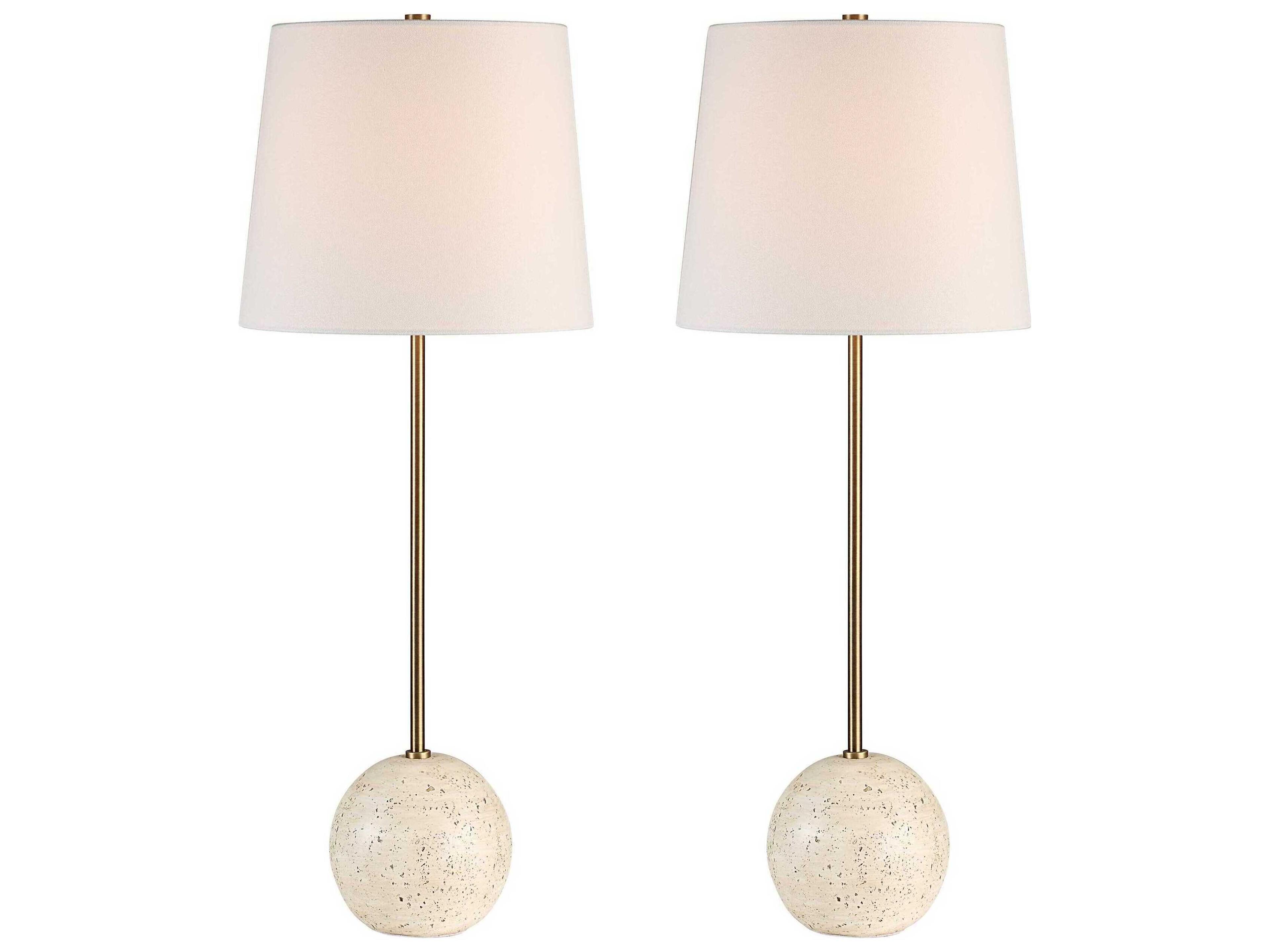 Renwil Davide Marble Cream Off White Buffet Lamp Set of 2