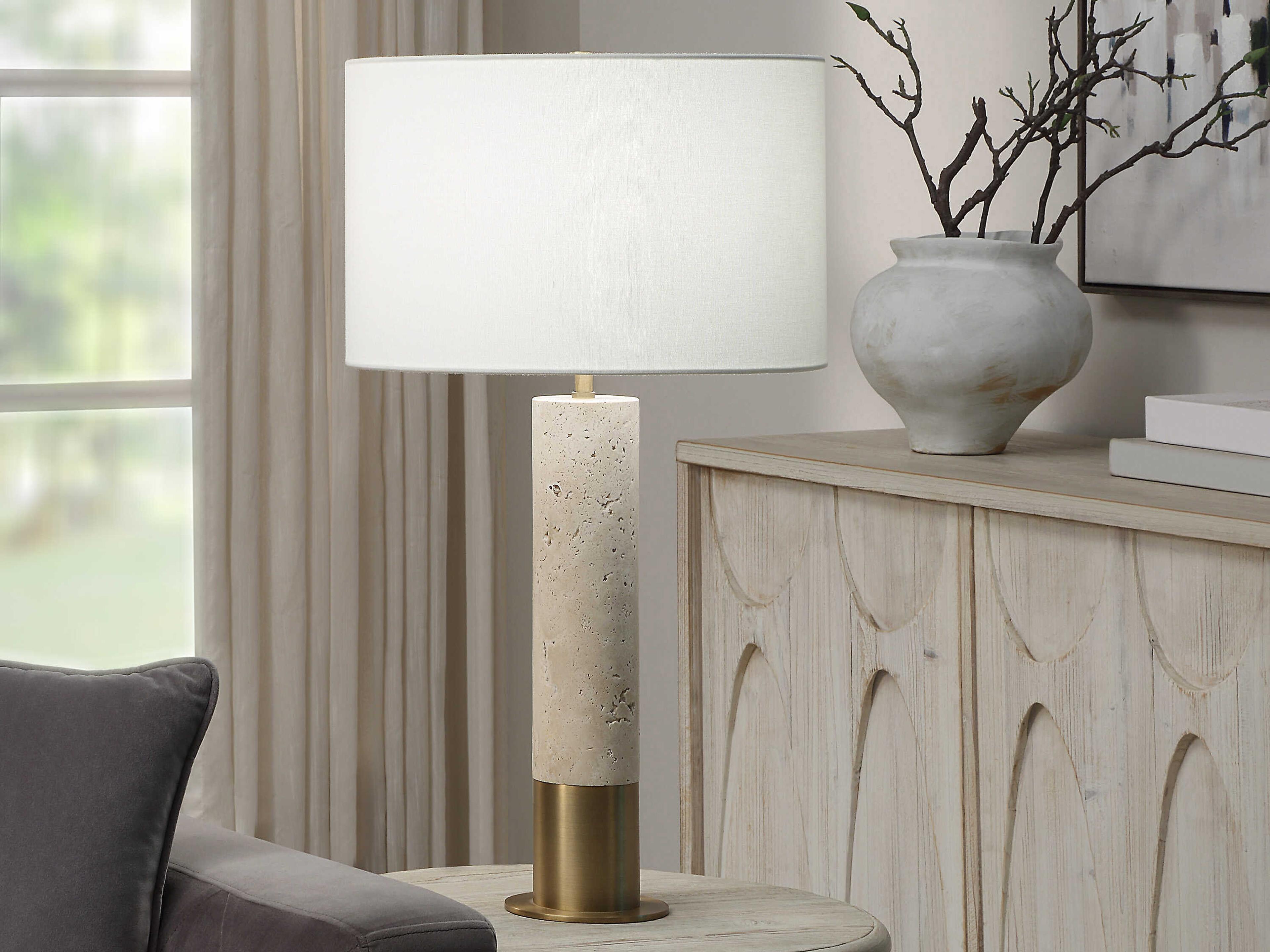 Renwil Amadora Natural Beige Off White Buffet Lamp