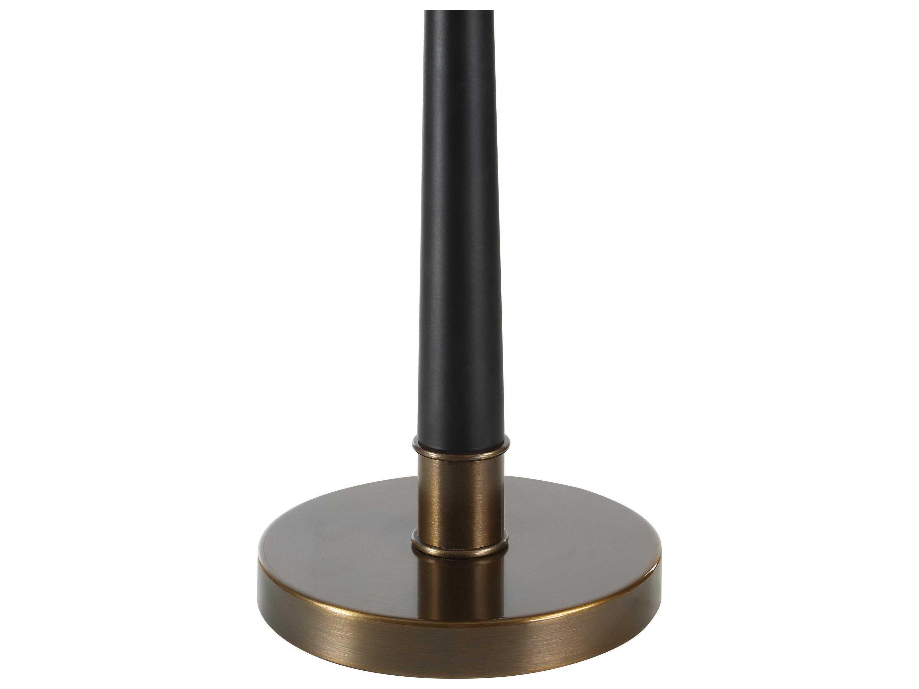 Renwil Agrinio Powder Coated Matte Black Beige Linen Buffet Lamp