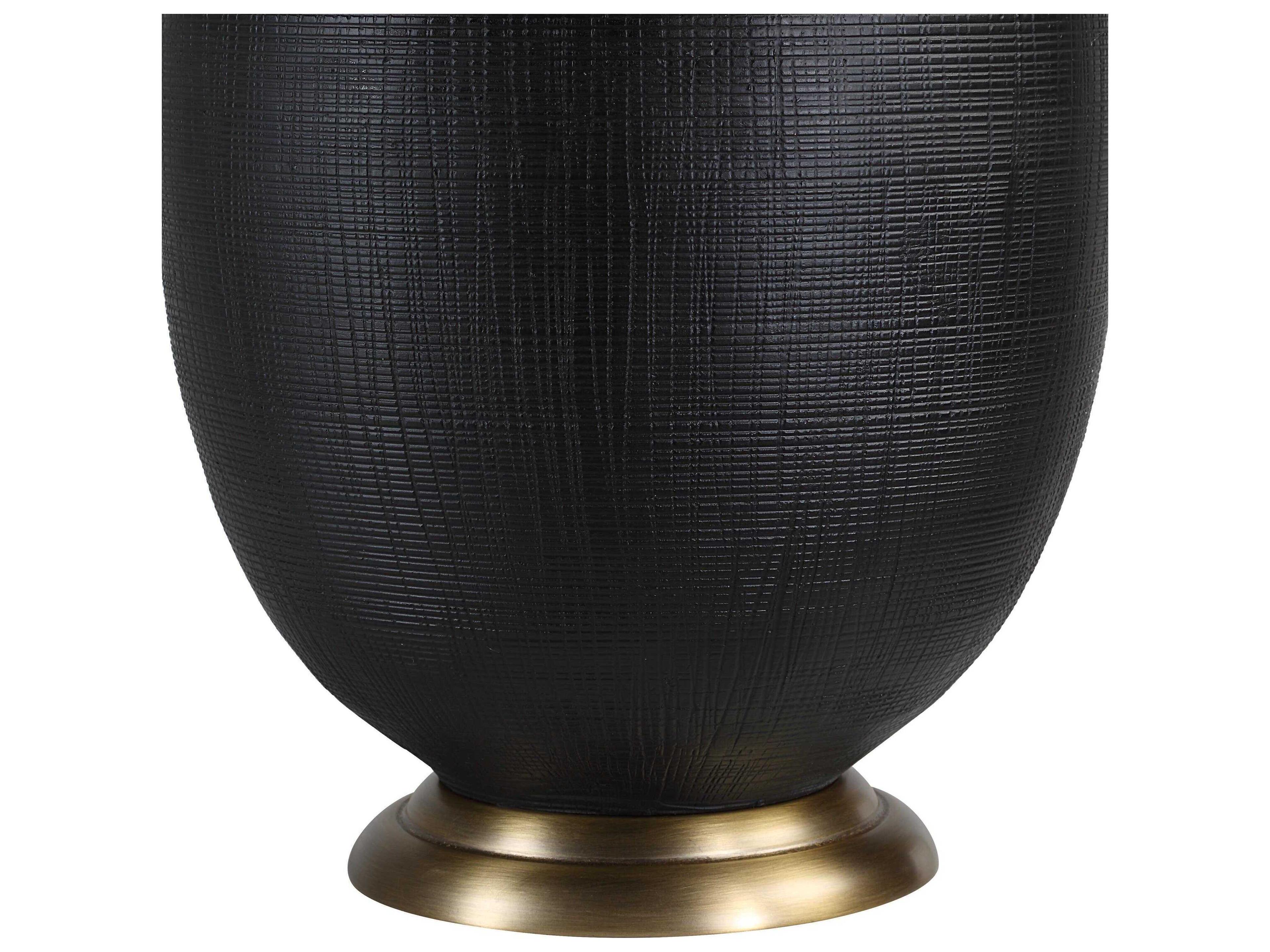 Renwil Carmesi Painted Matte Black Ivory Linen Buffet Lamp