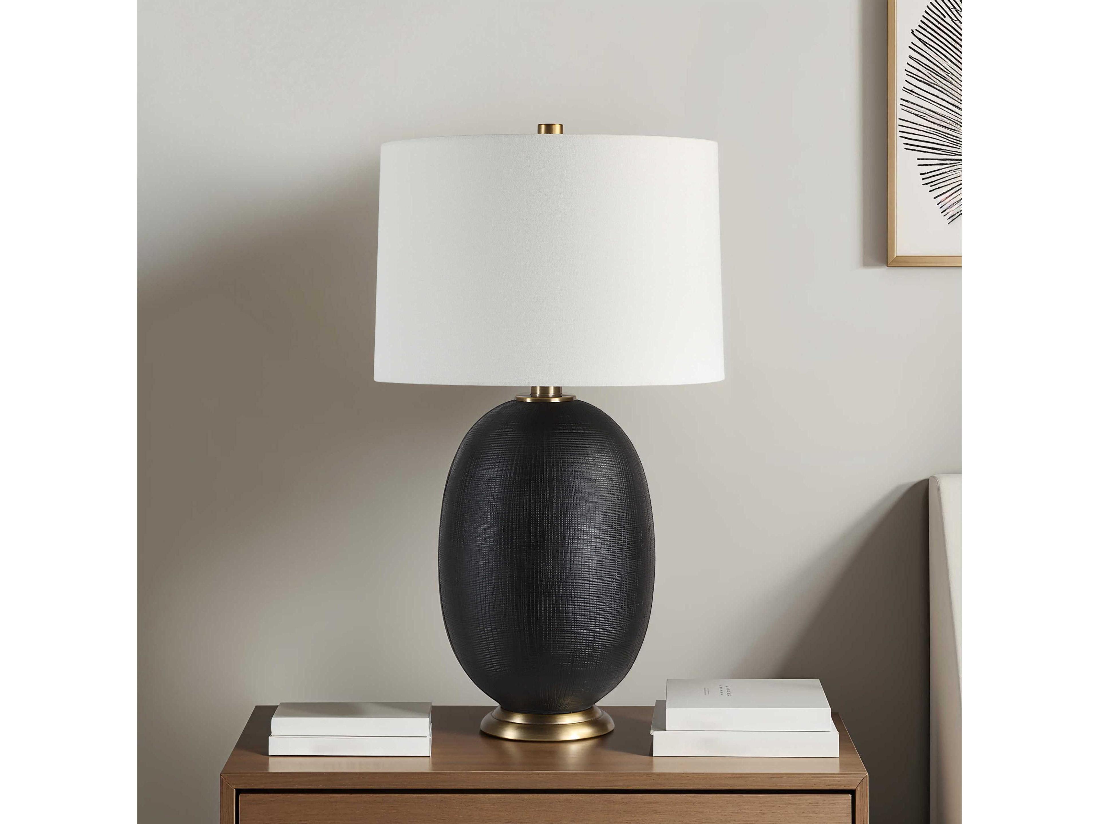 Renwil Carmesi Painted Matte Black Ivory Linen Buffet Lamp