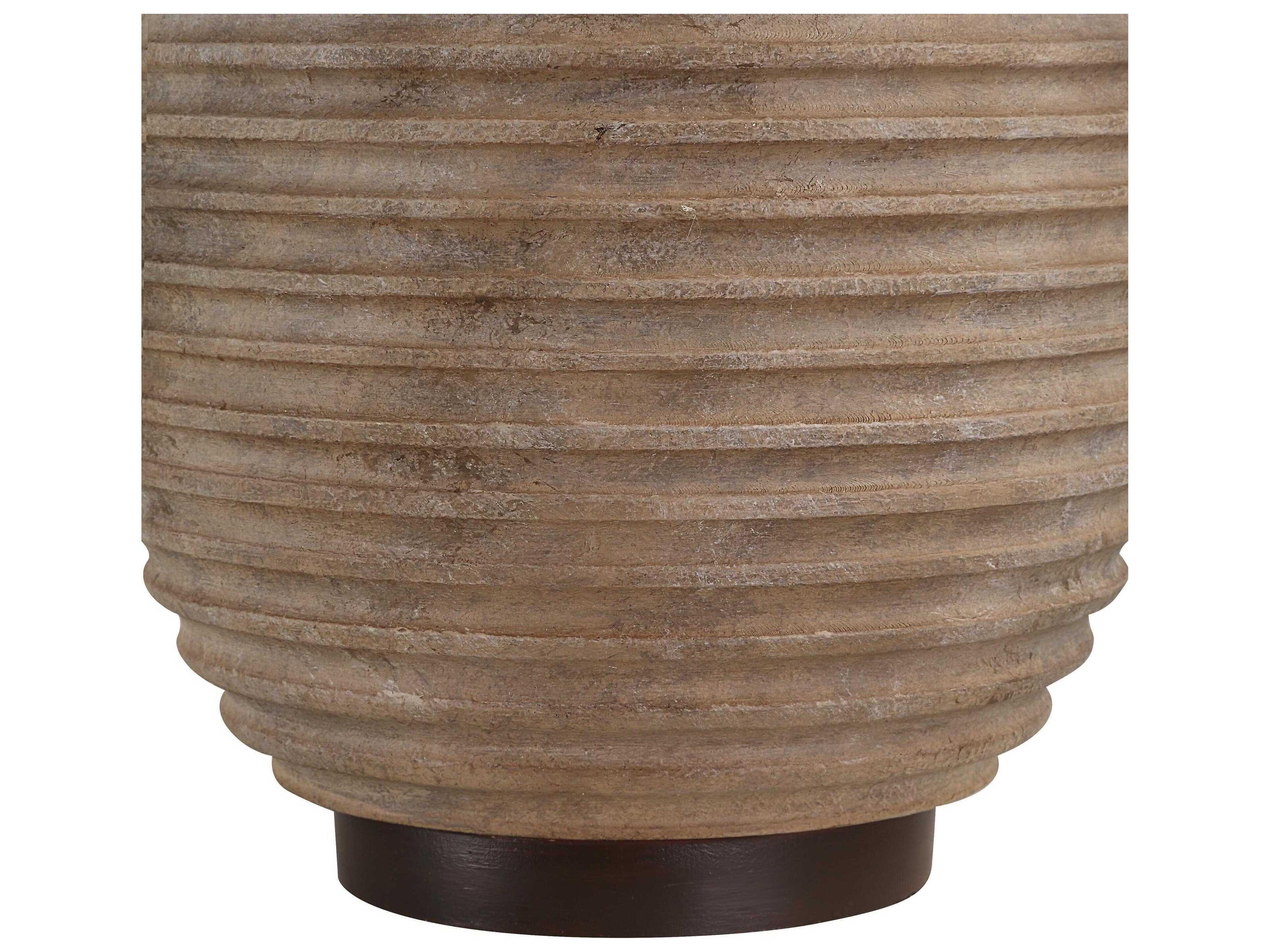 Renwil Cebada Painted Textured Brown Beige Ivory Linen Buffet Lamp