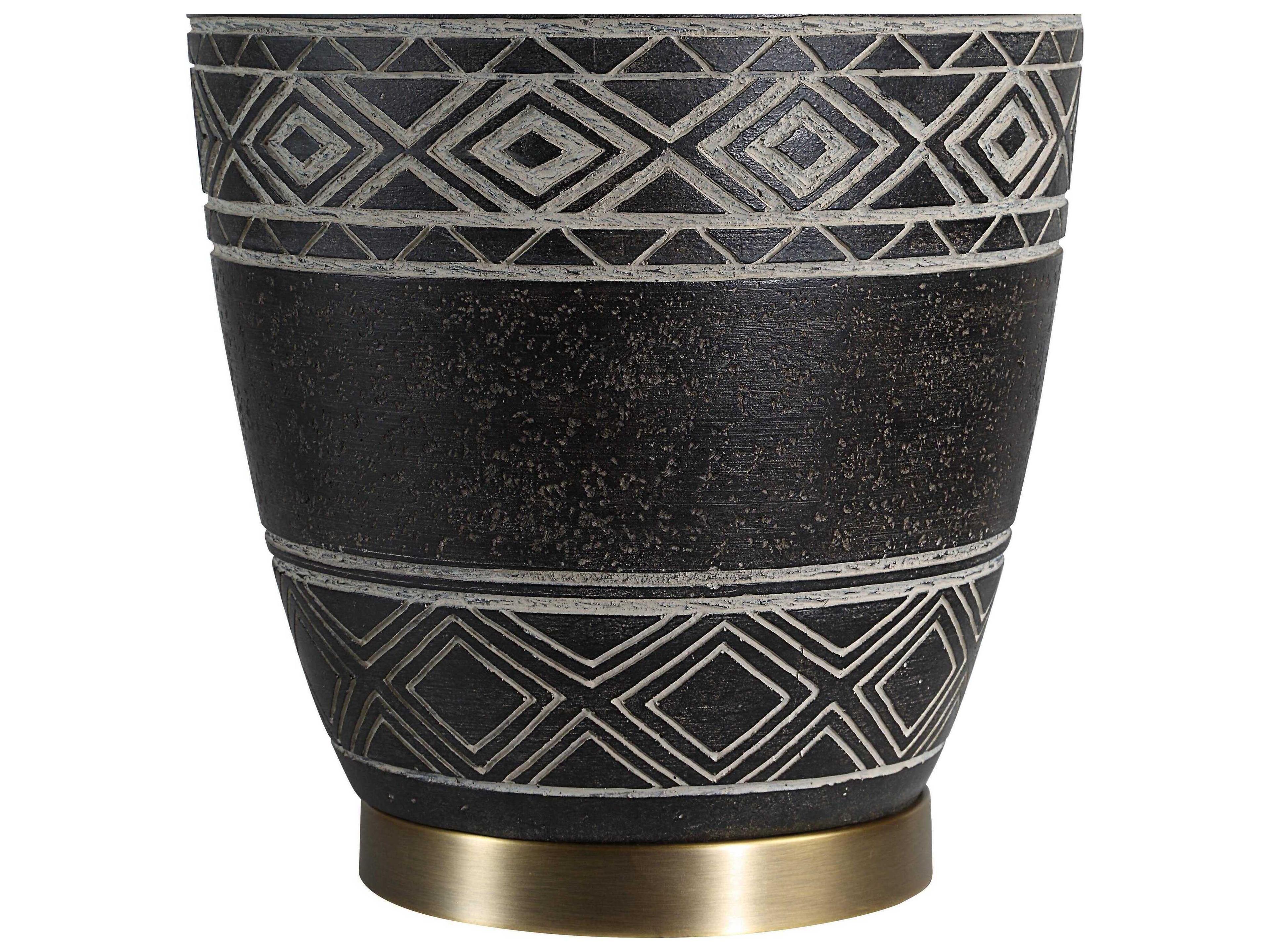 Renwil Ceniza Painted Black Wash Ivory Linen Buffet Lamp