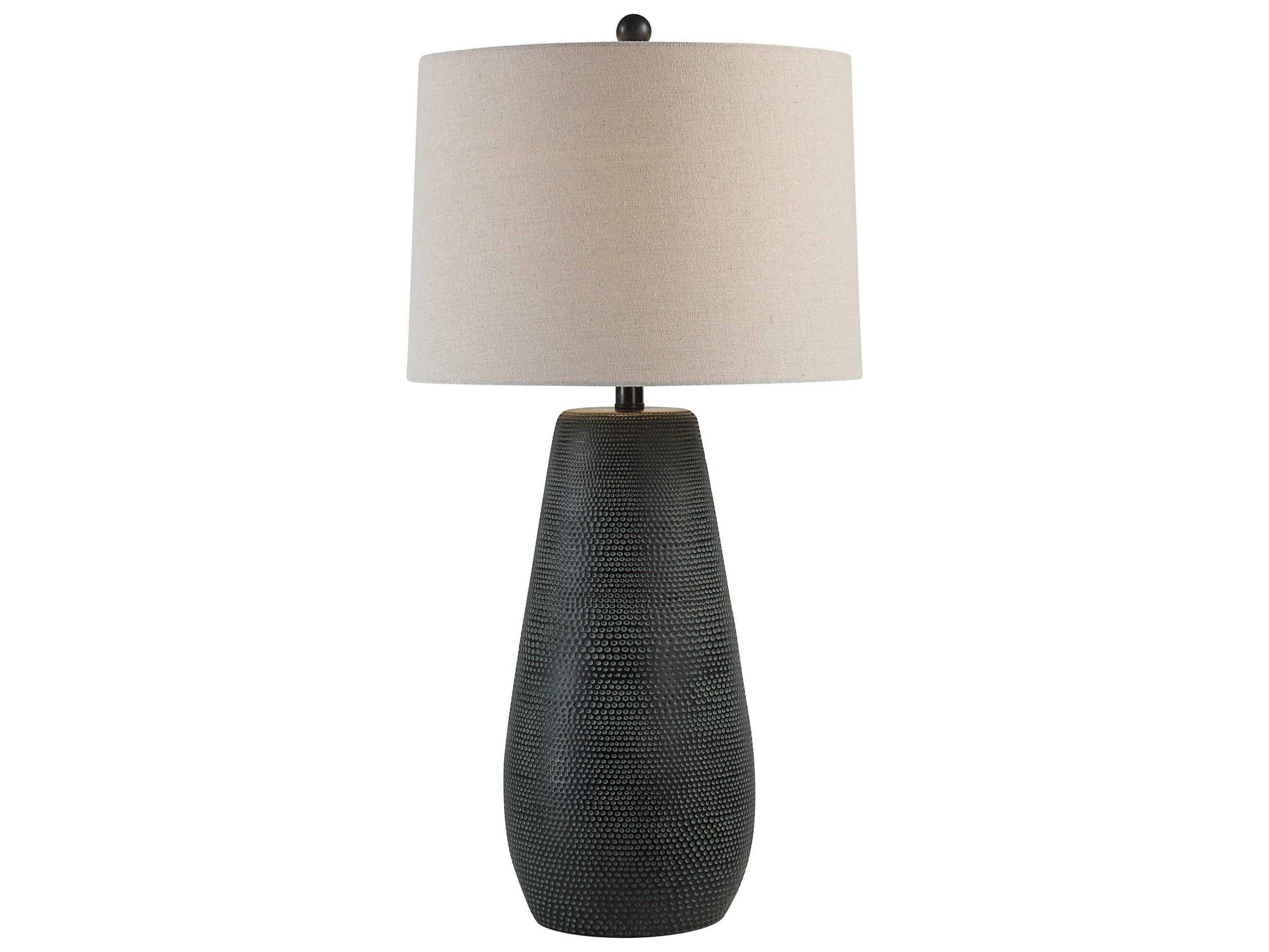 Renwil Cipria Painted Black Oatmeal Linen Buffet Lamp