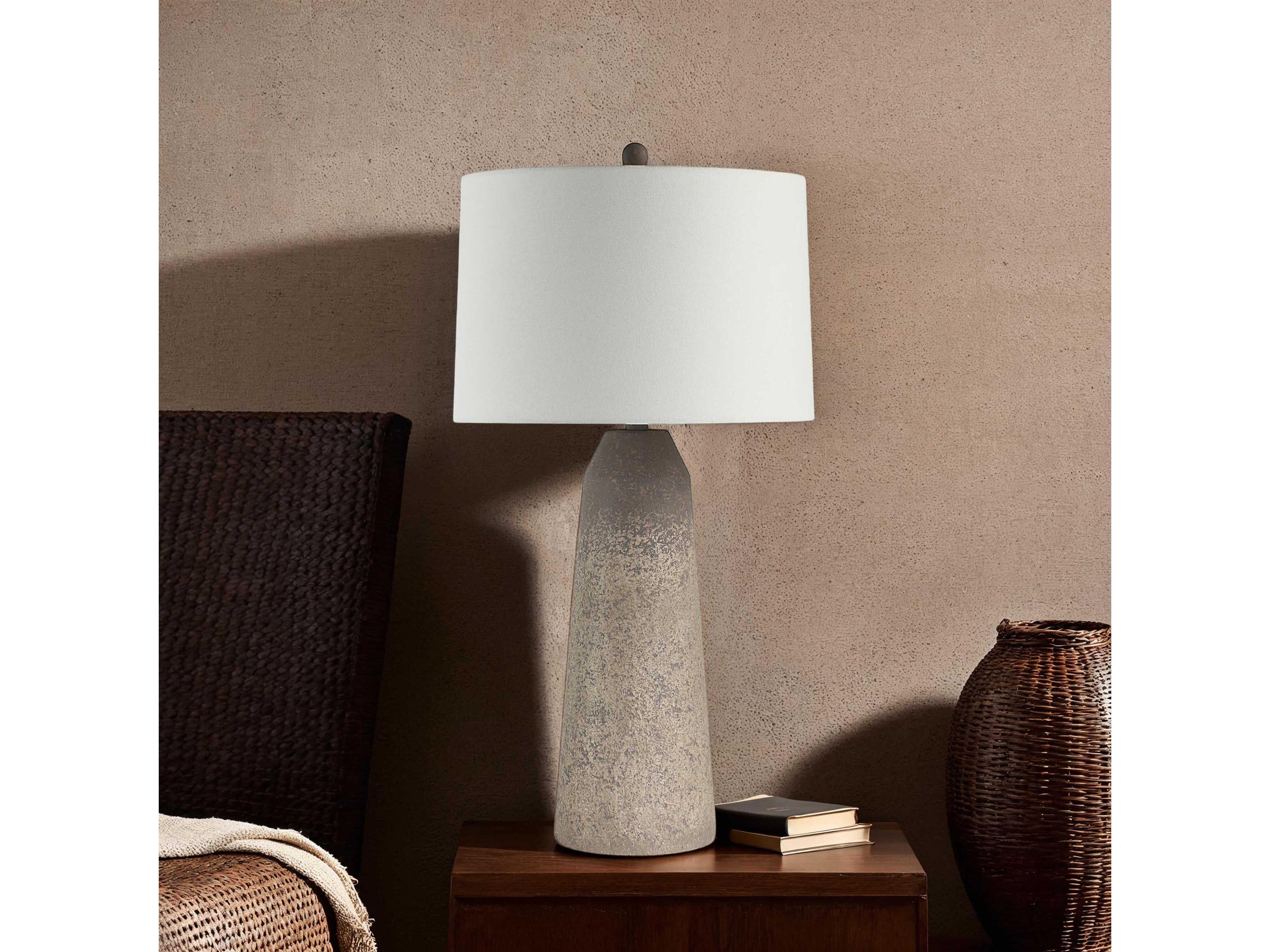 Renwil Limon Painted Textured Beige Ivory Linen Off White Buffet Lamp