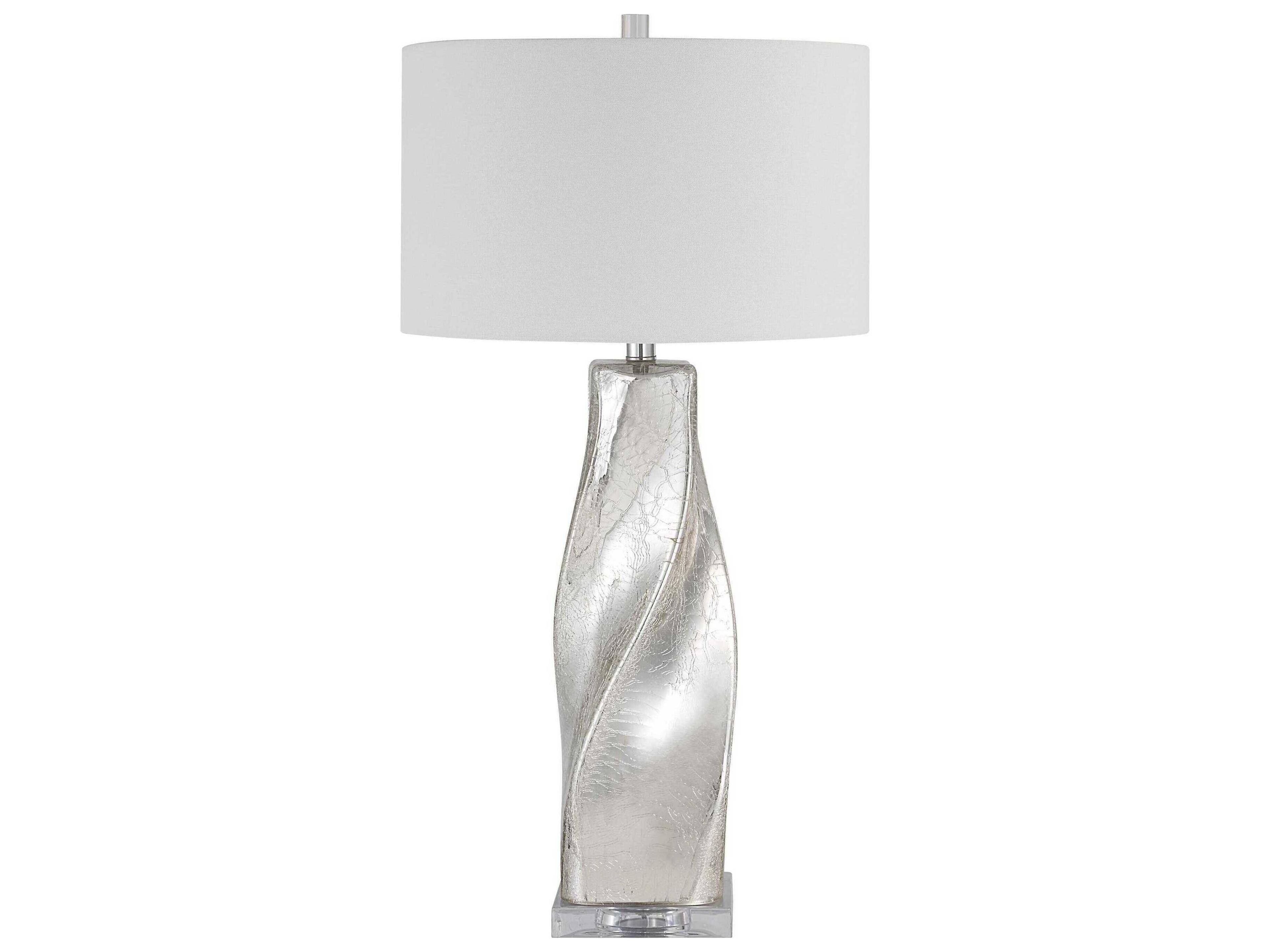 Renwil Lyons Plated Crackled Mercury Silver Buffet Lamp