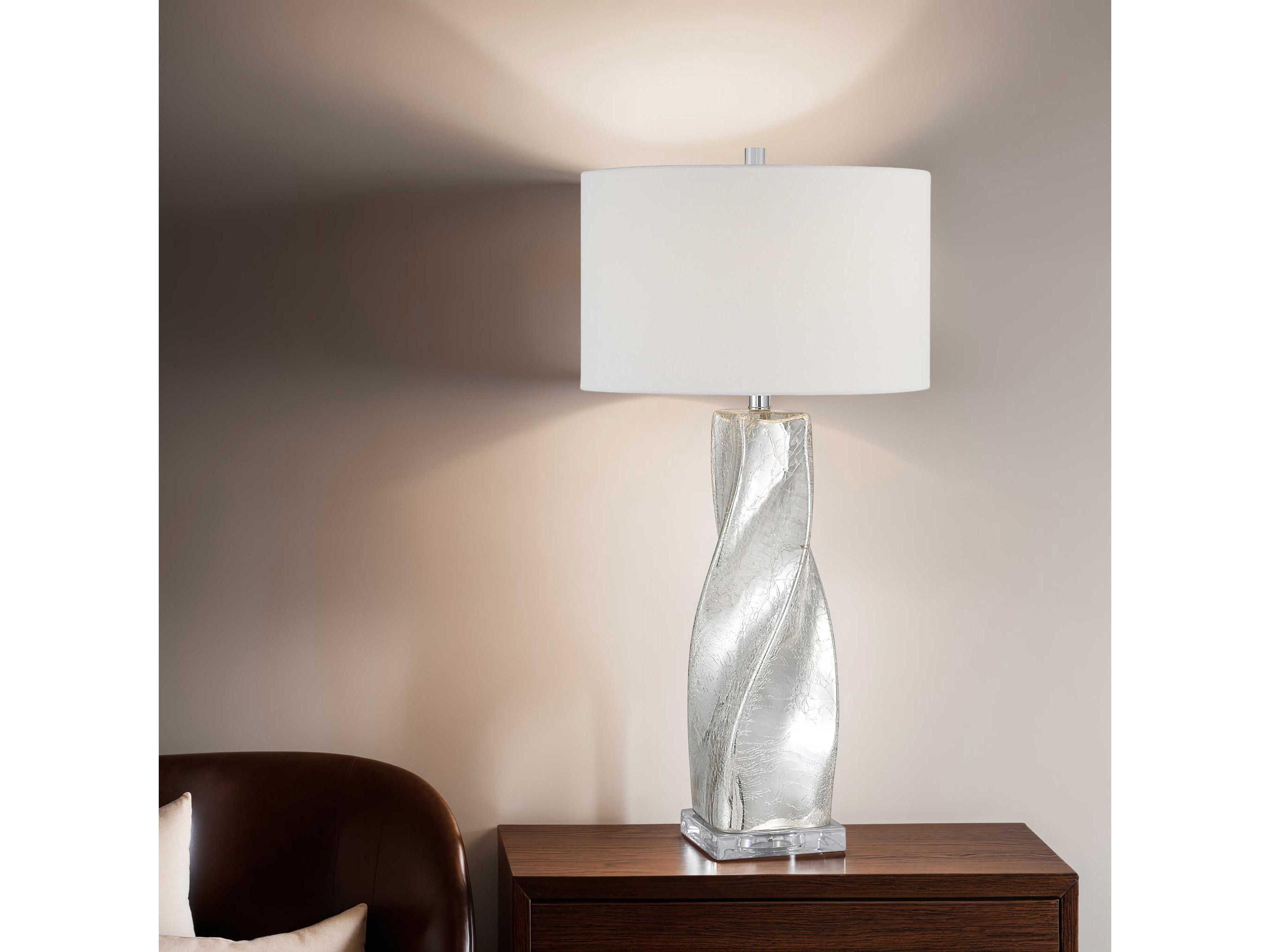 Renwil Lyons Plated Crackled Mercury Silver Buffet Lamp