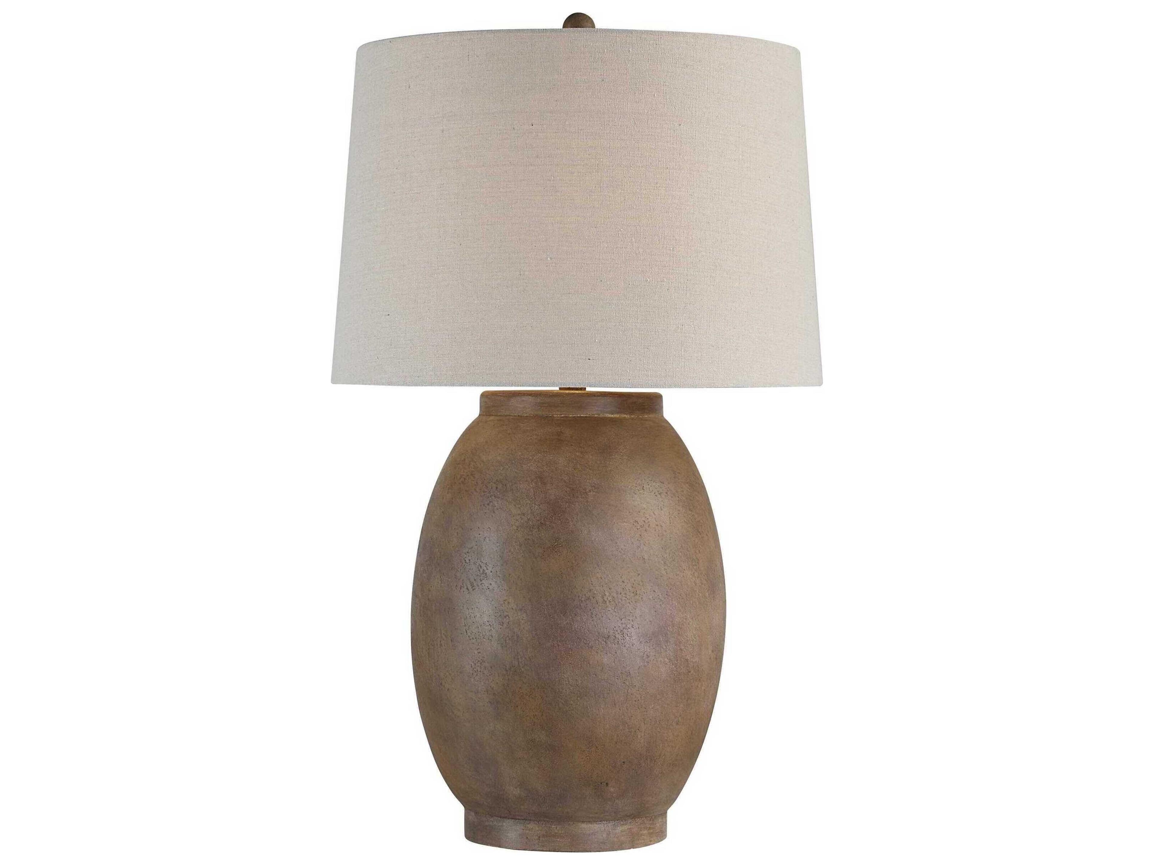 Renwil Naima Painted Brown Oatmeal Linen Buffet Lamp