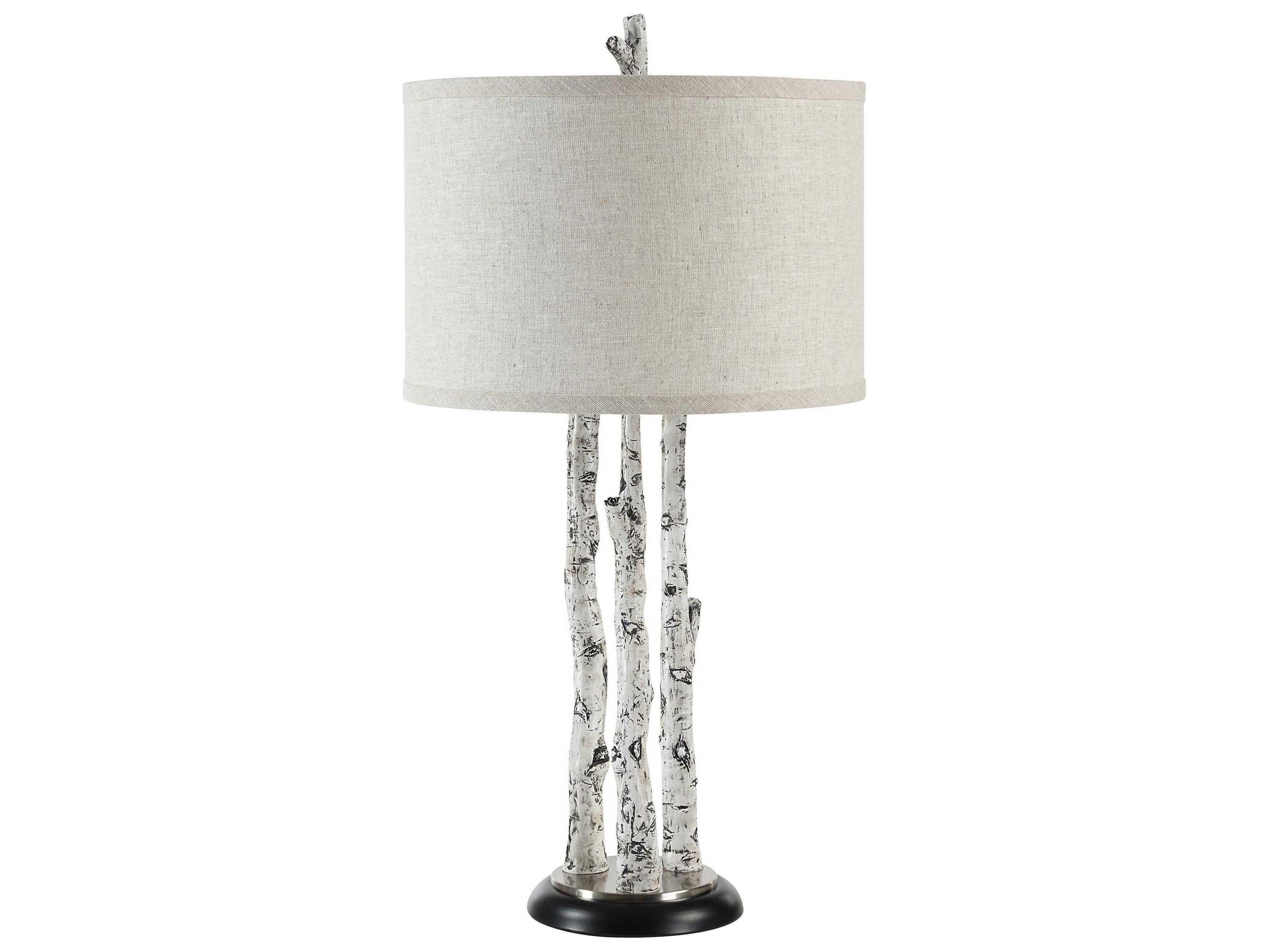 Renwil Naousa Painted White Wash Light Gray Linen Off Buffet Lamp