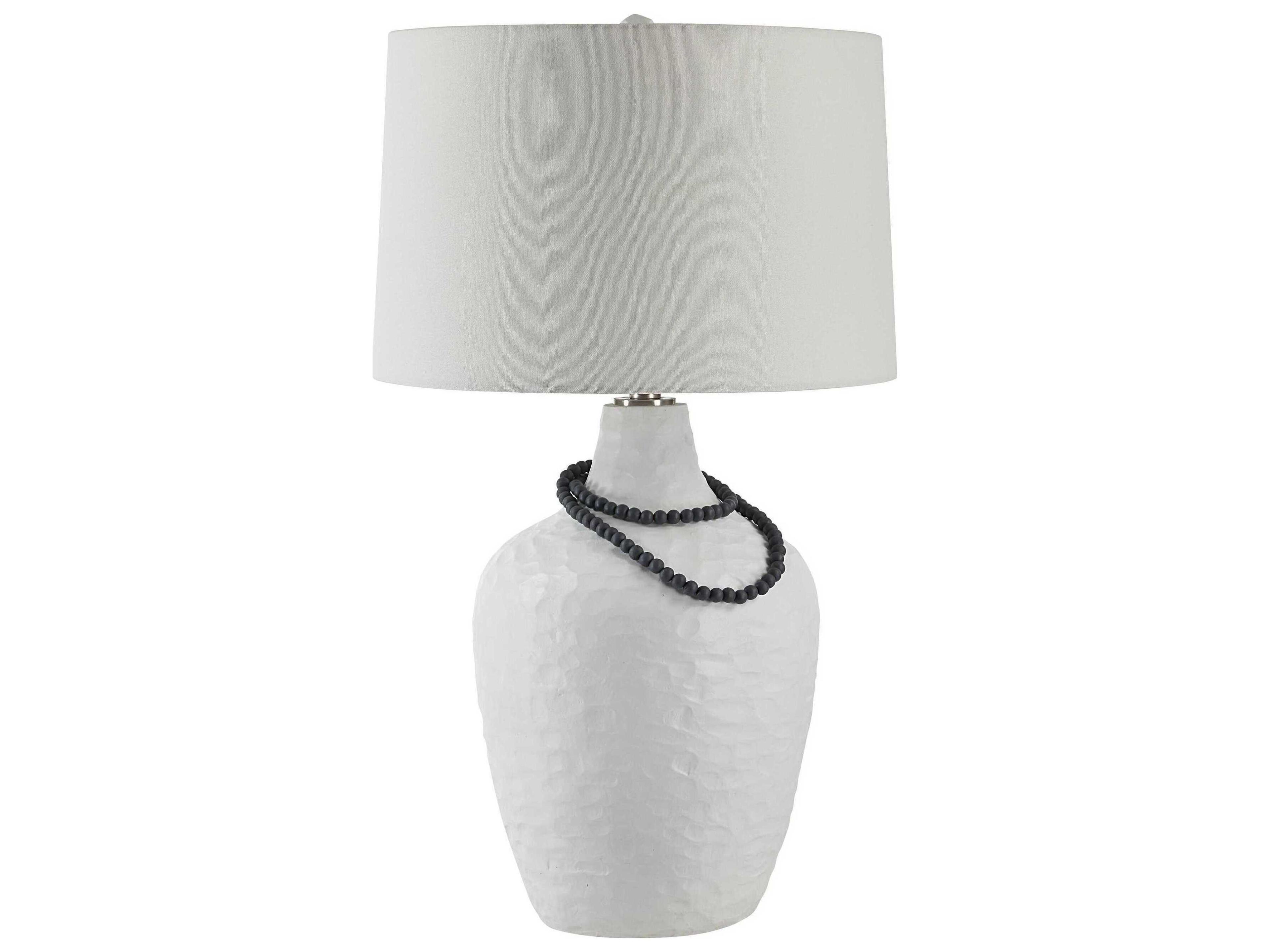 Renwil Naranja Painted Textured White Ivory Linen Buffet Lamp