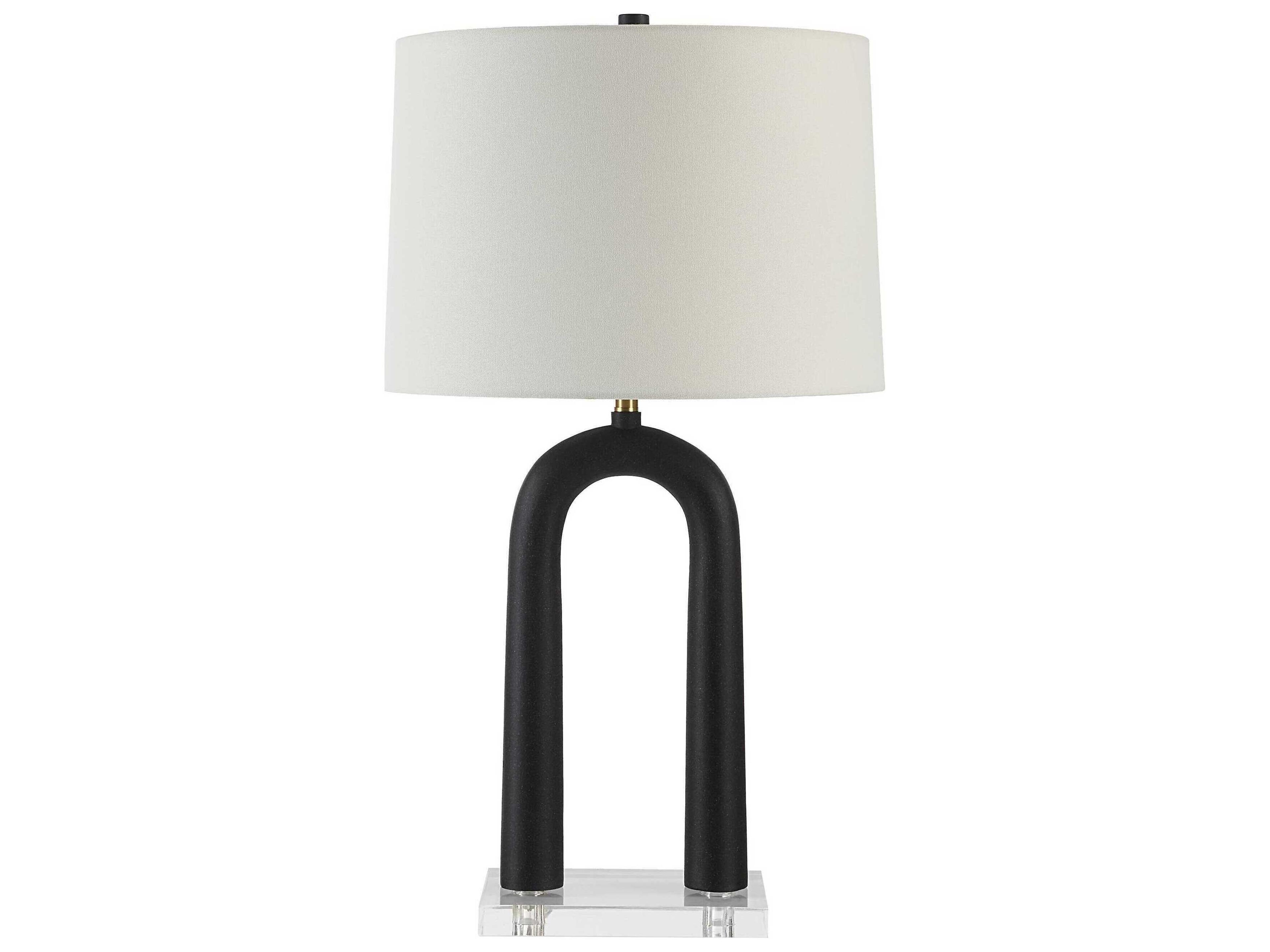 Renwil Pisa Painted Matte Black Ivory Linen Buffet Lamp