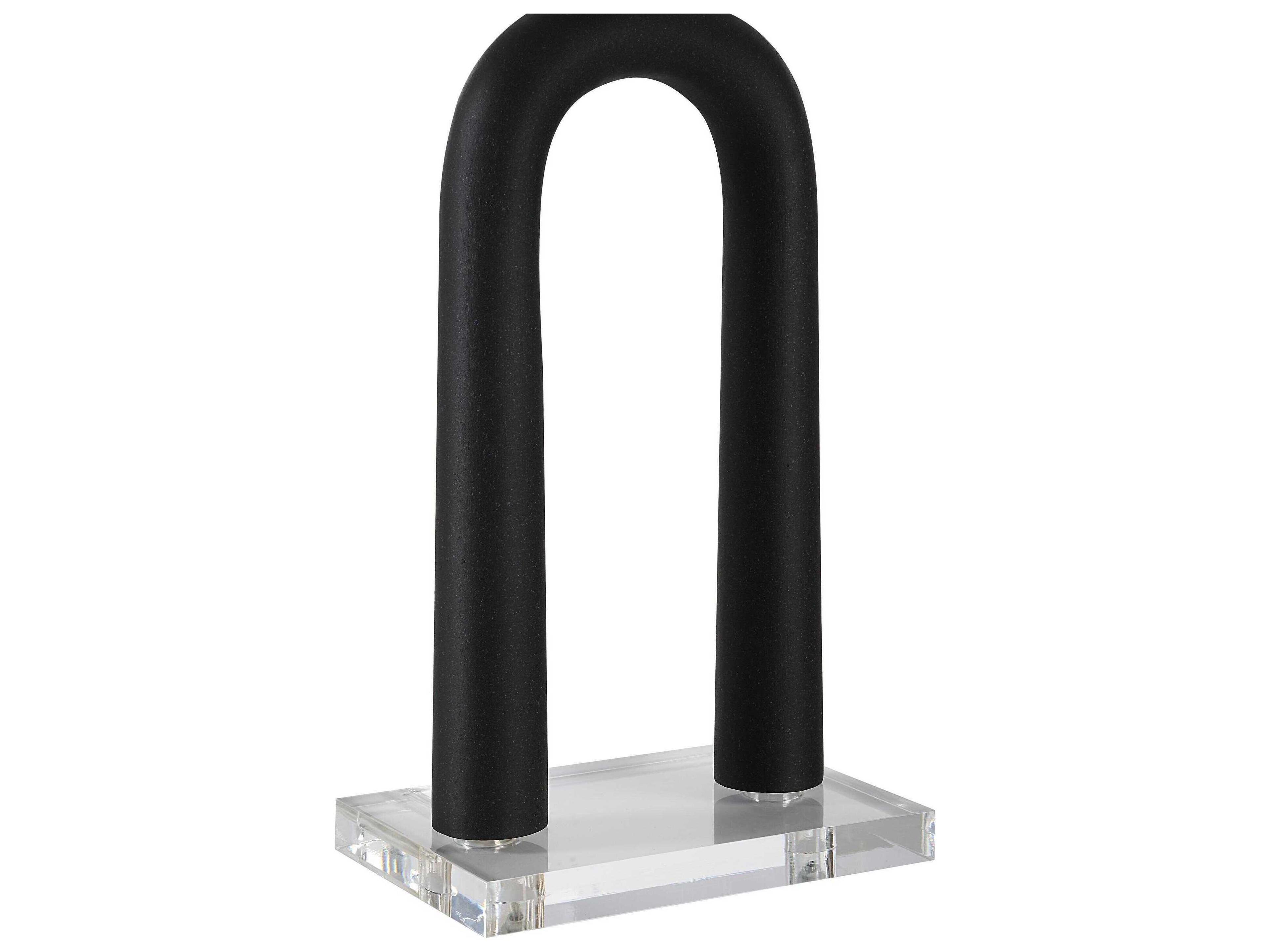 Renwil Pisa Painted Matte Black Ivory Linen Buffet Lamp