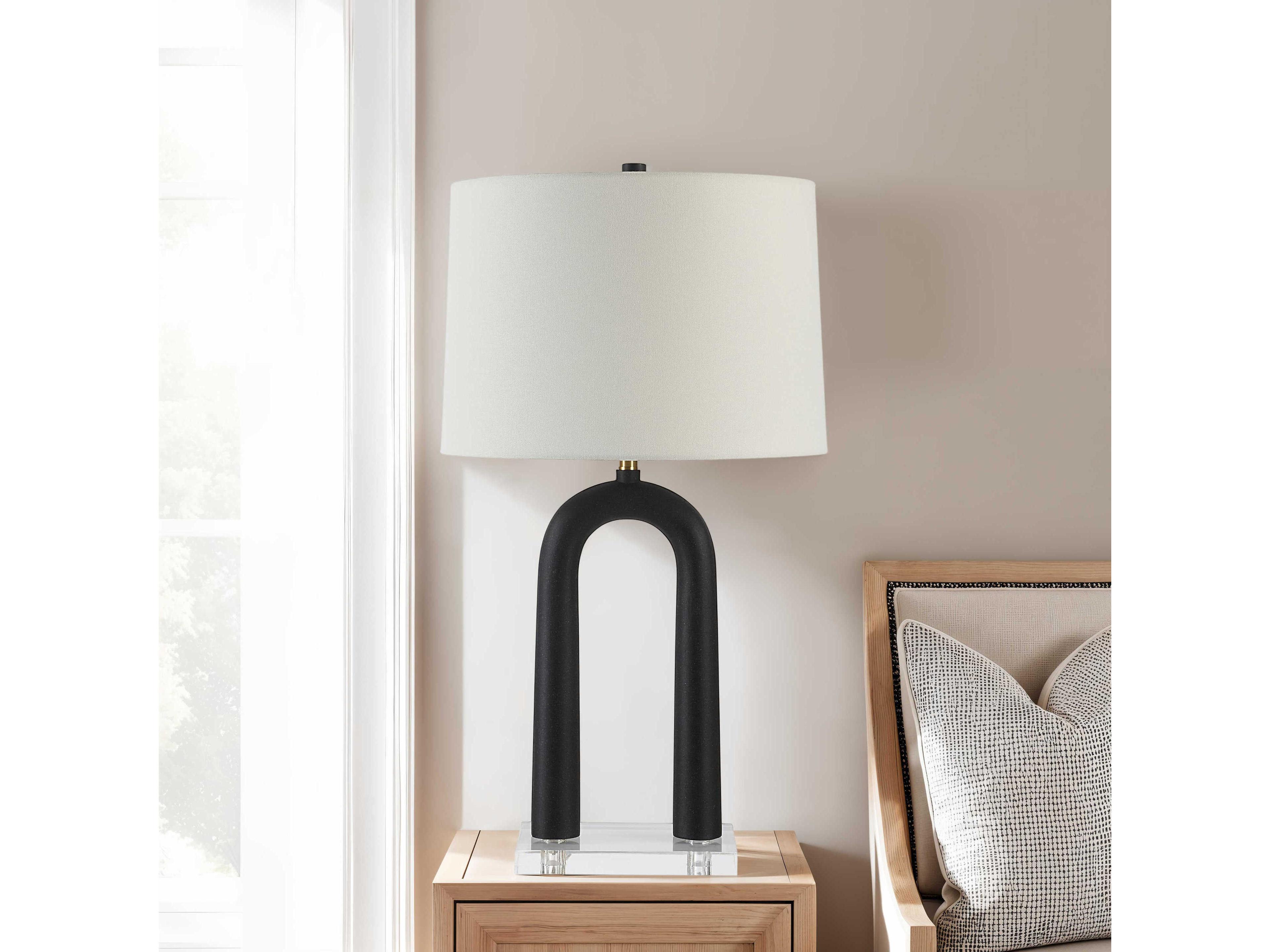 Renwil Pisa Painted Matte Black Ivory Linen Buffet Lamp