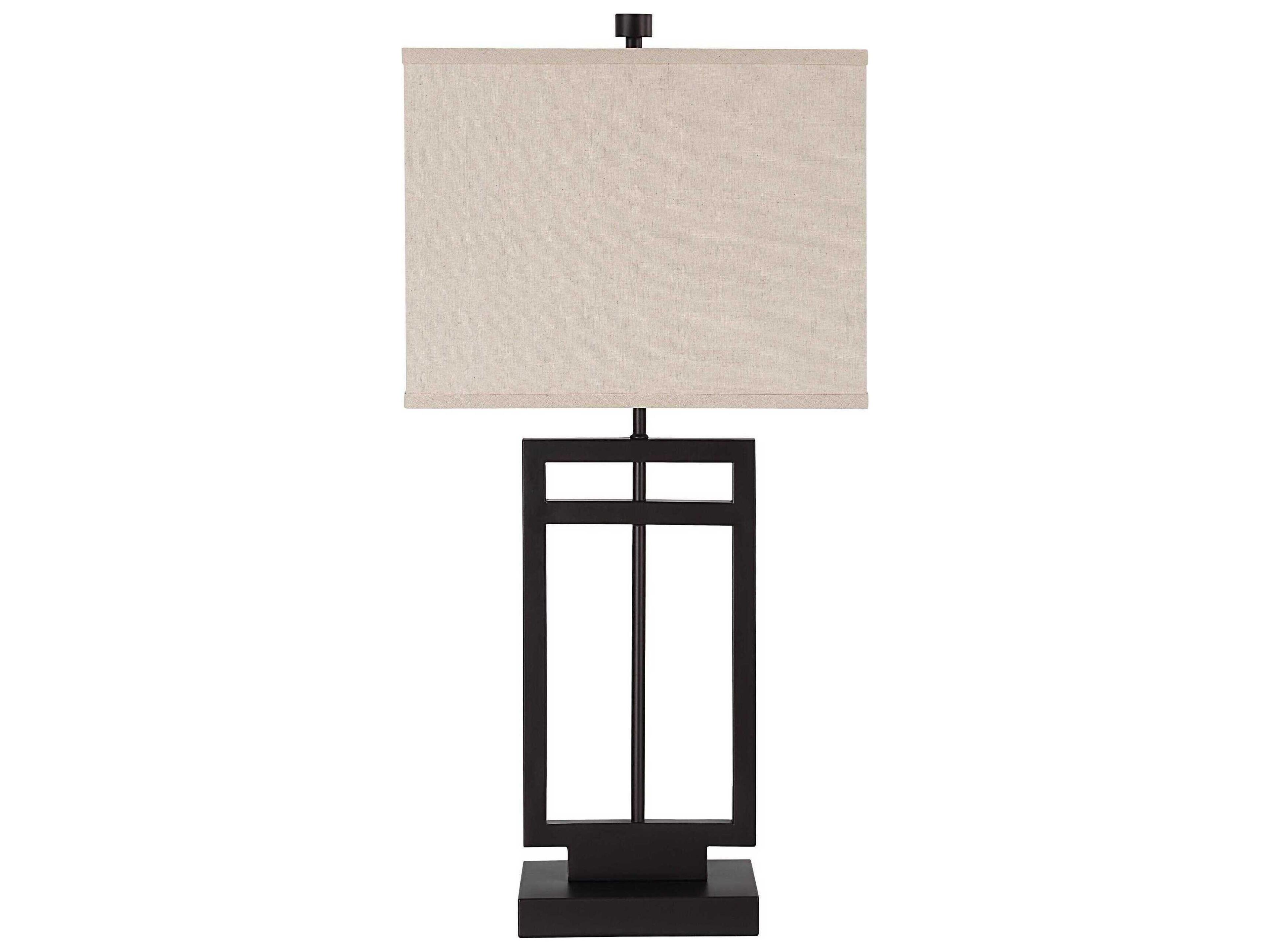 Renwil Sendai Powder Coated Bronze Beige Linen Buffet Lamp
