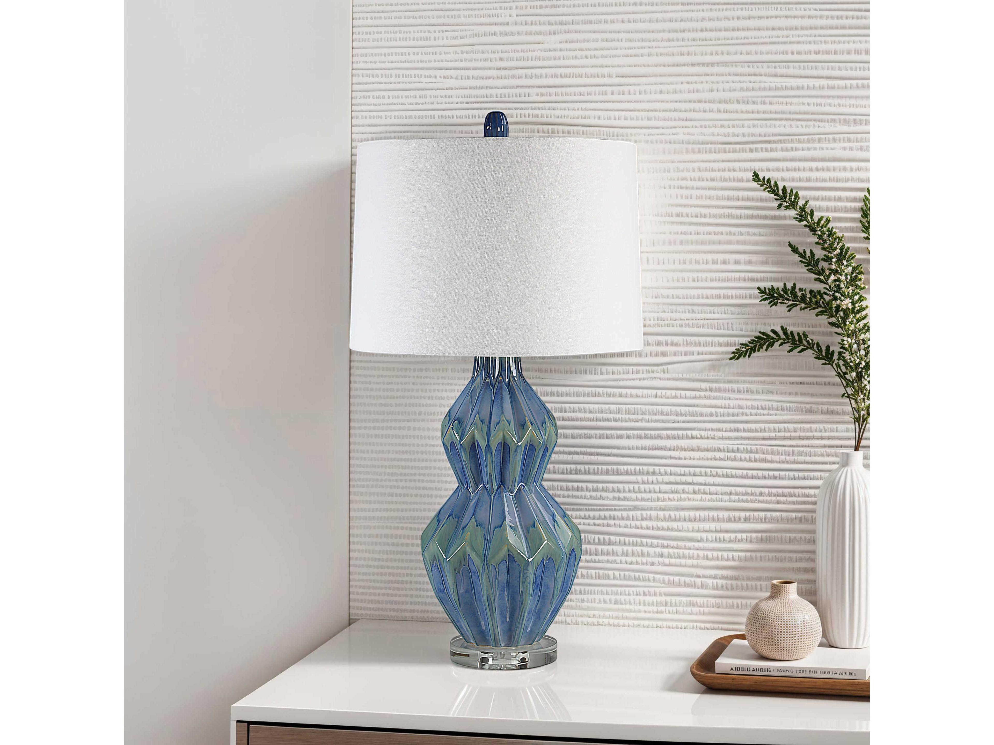 Renwil Serres Glazed Turquoise Blue Buffet Lamp