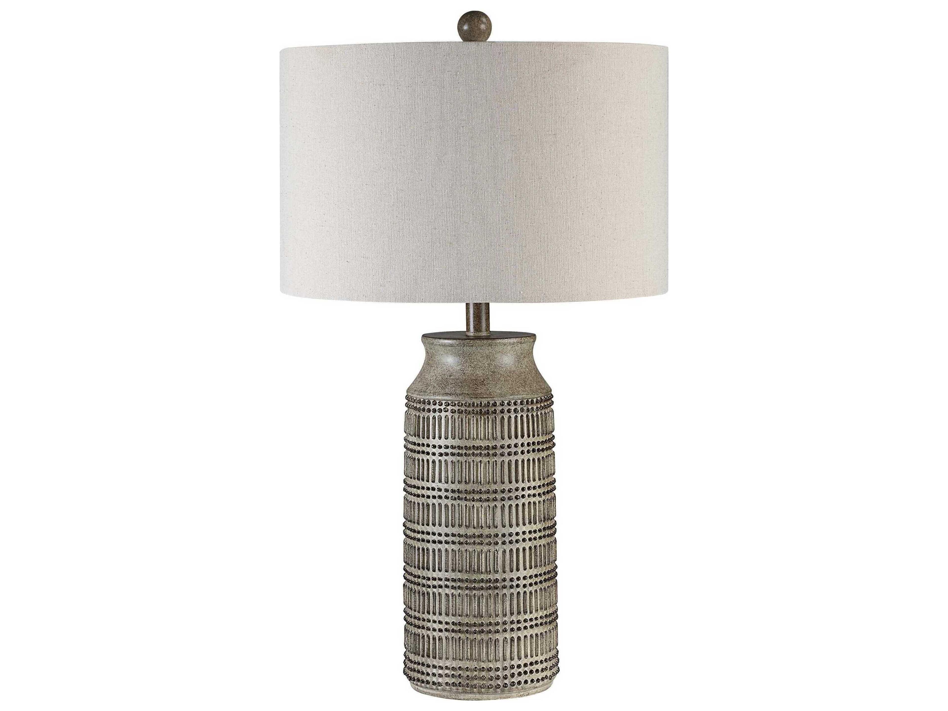 Tarragona Painted Light Brown Cream Linen Buffet Lamp