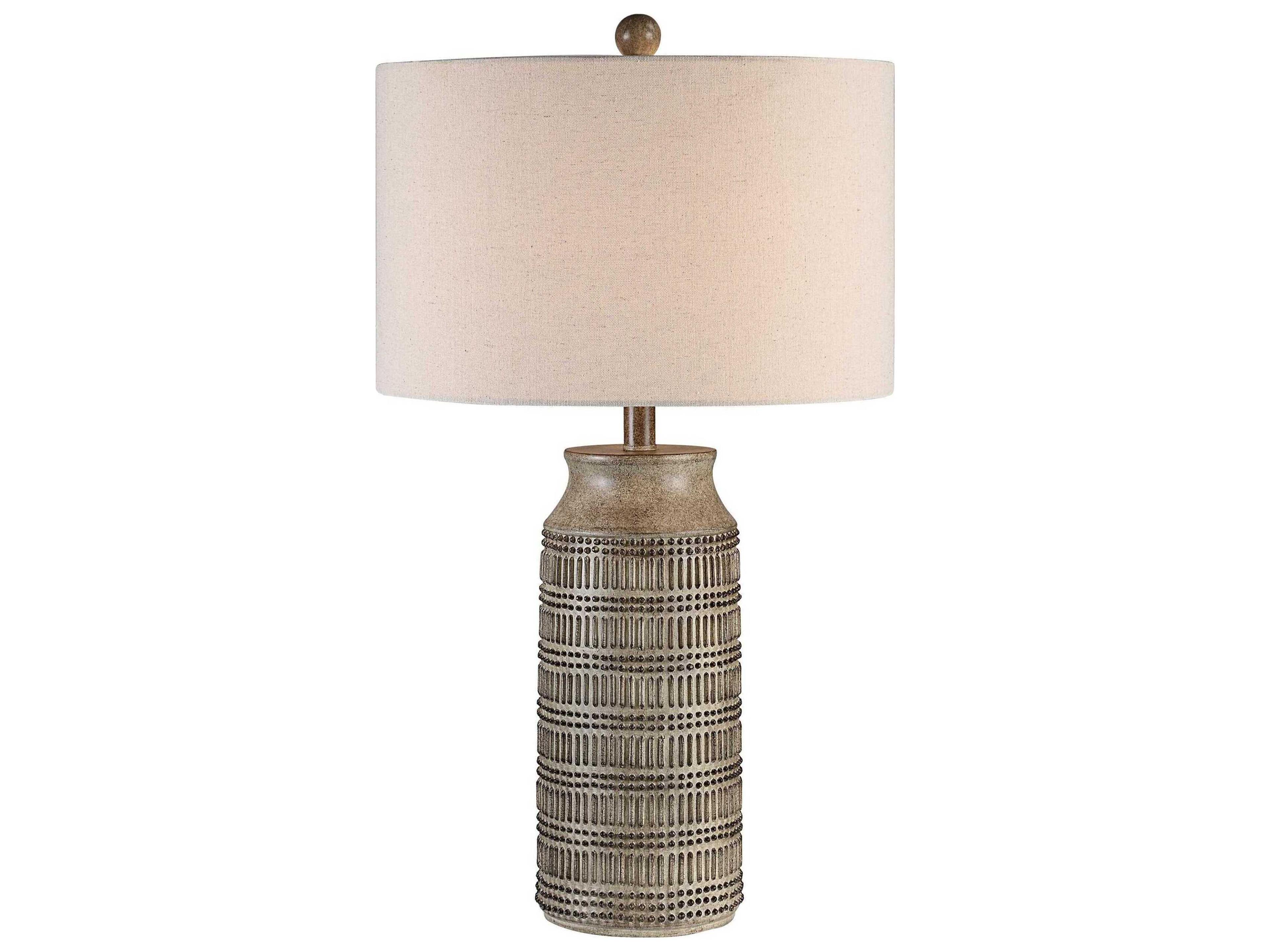 Renwil Tarragona Painted Light Brown Cream Linen Buffet Lamp