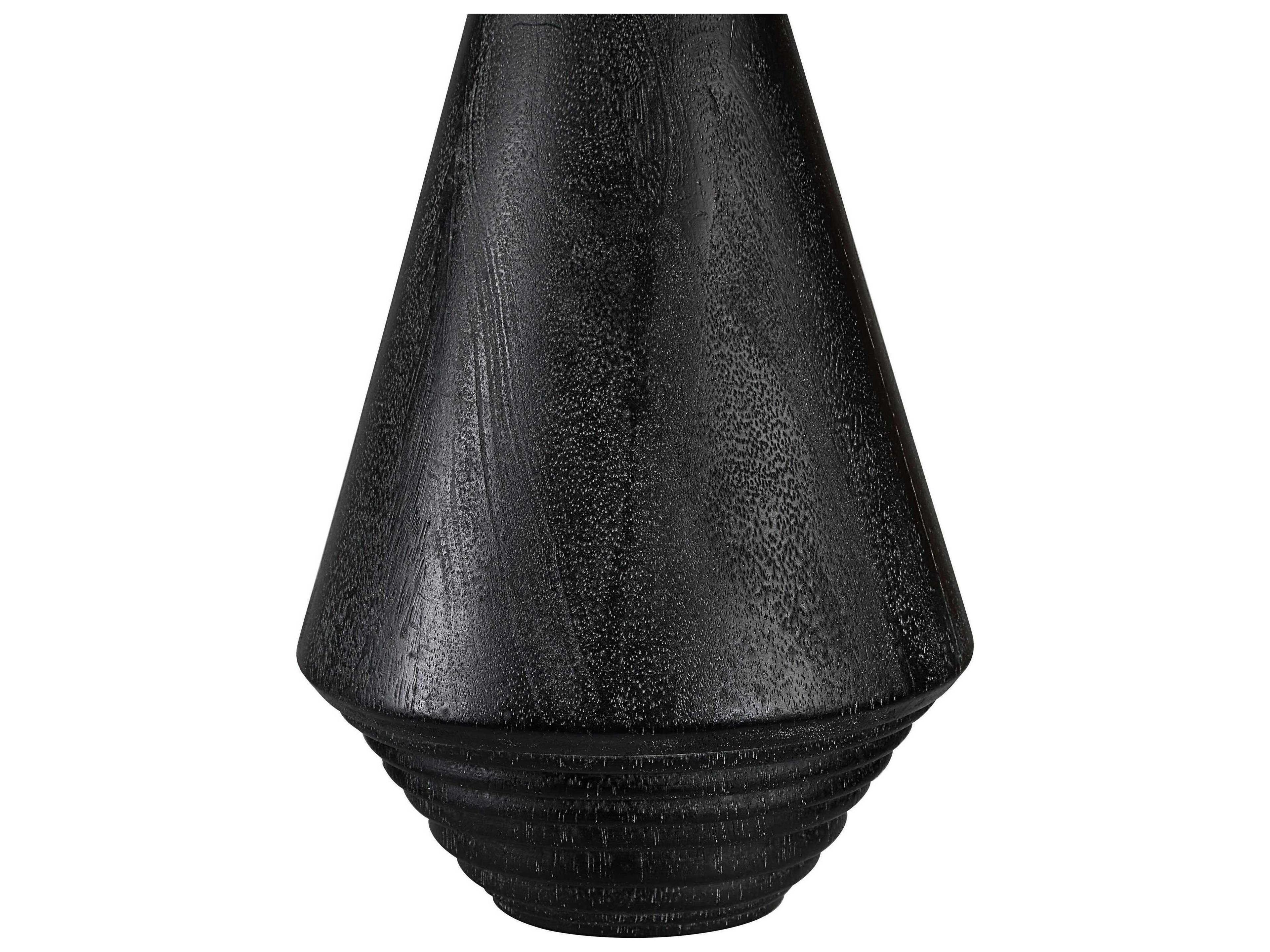 Renwil Tortora Painted Matte Black Wash Cream Linen Buffet Lamp