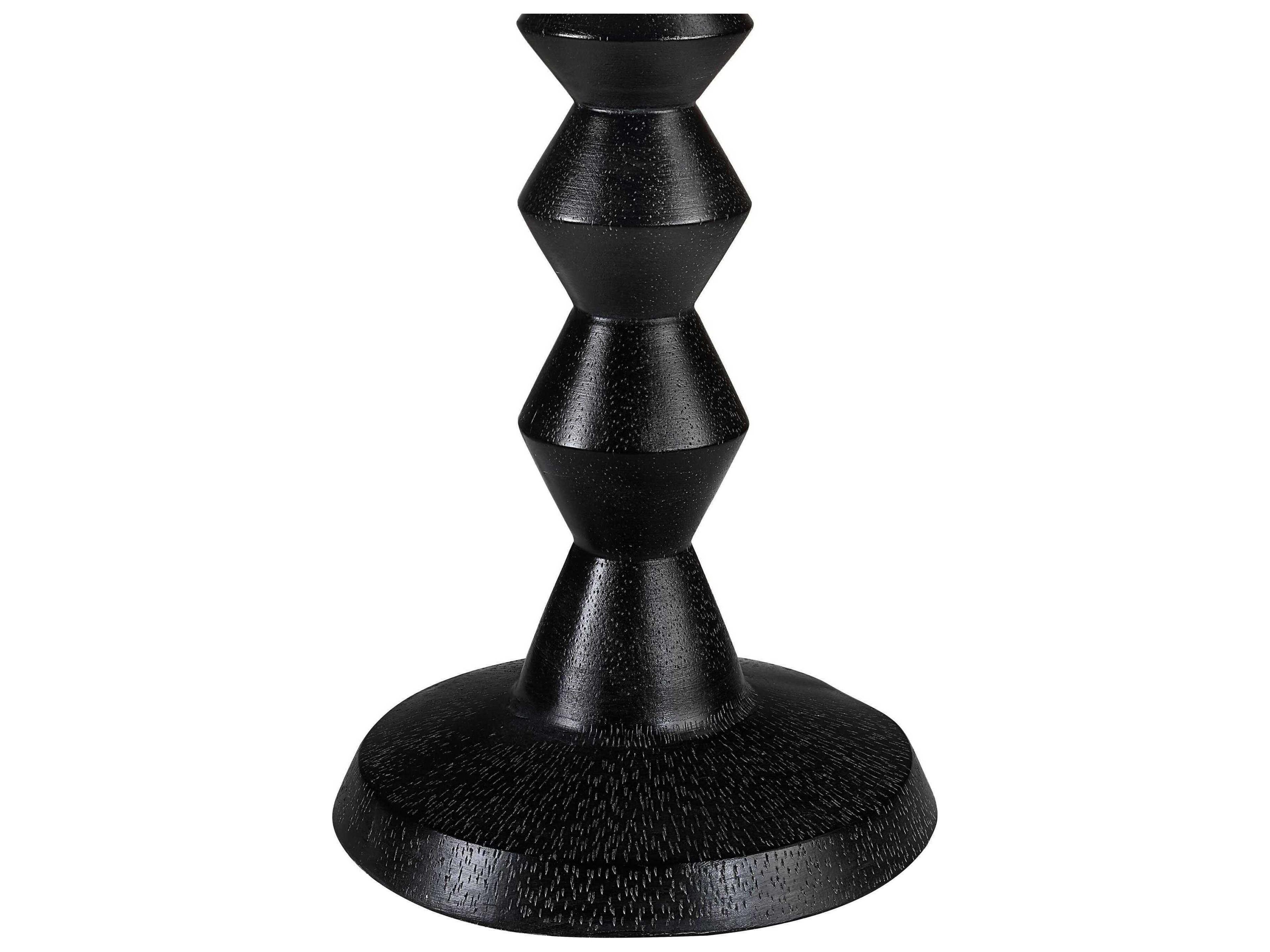 Renwil Tulum Painted Matte Black Wash Cream Linen Buffet Lamp