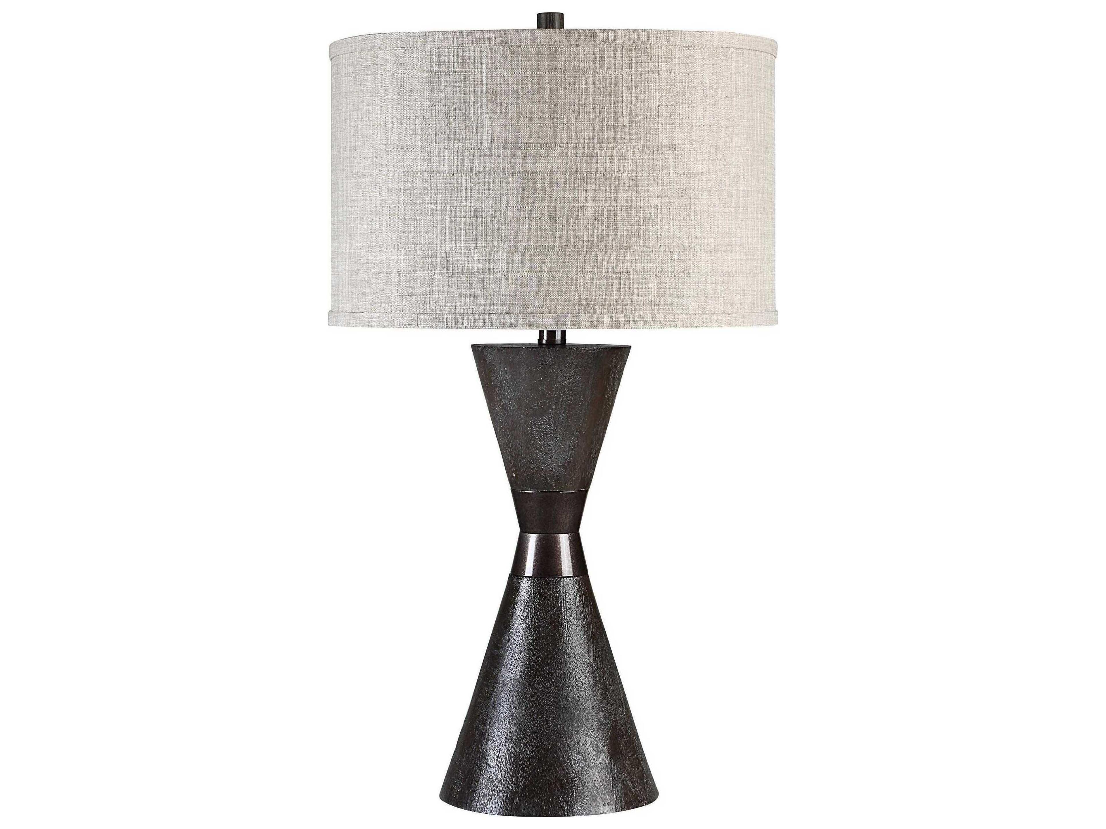 Renwil Vyara Painted Dark Brown Cream Linen Buffet Lamp