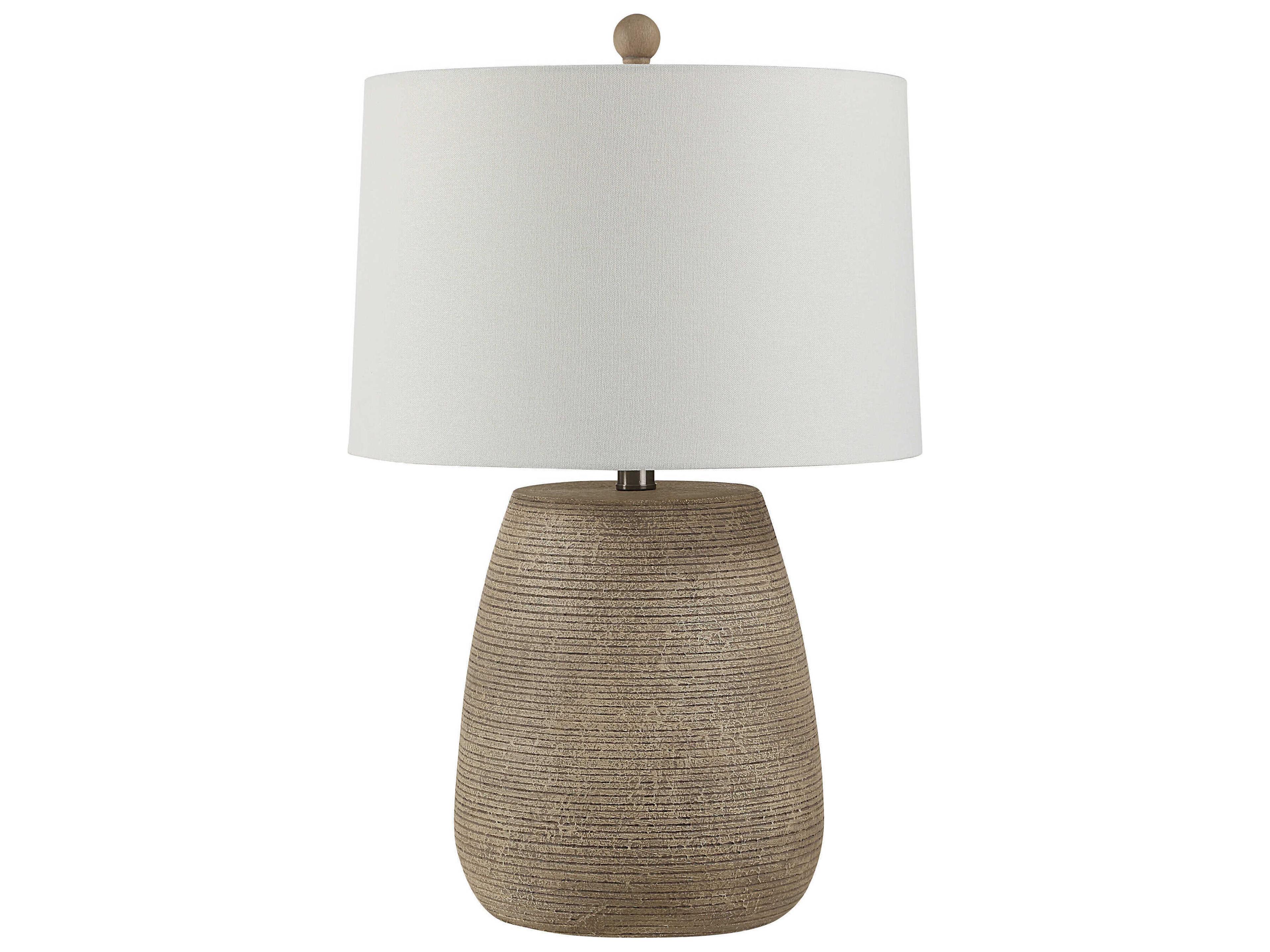 Optima Faux Ribbed Stone Texture Brown Table Lamp
