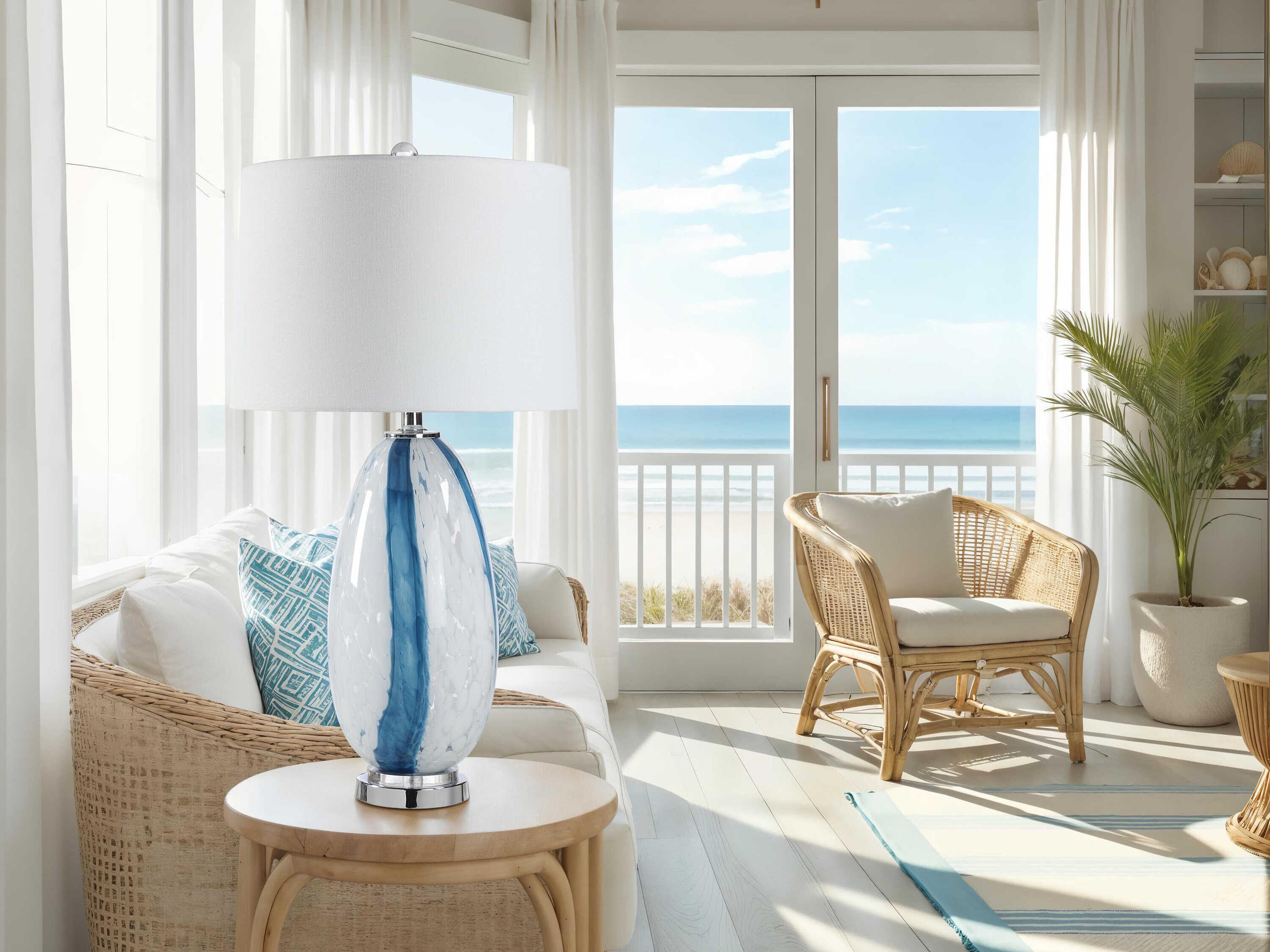 Renwil Solis Clear Blue Buffet Lamp