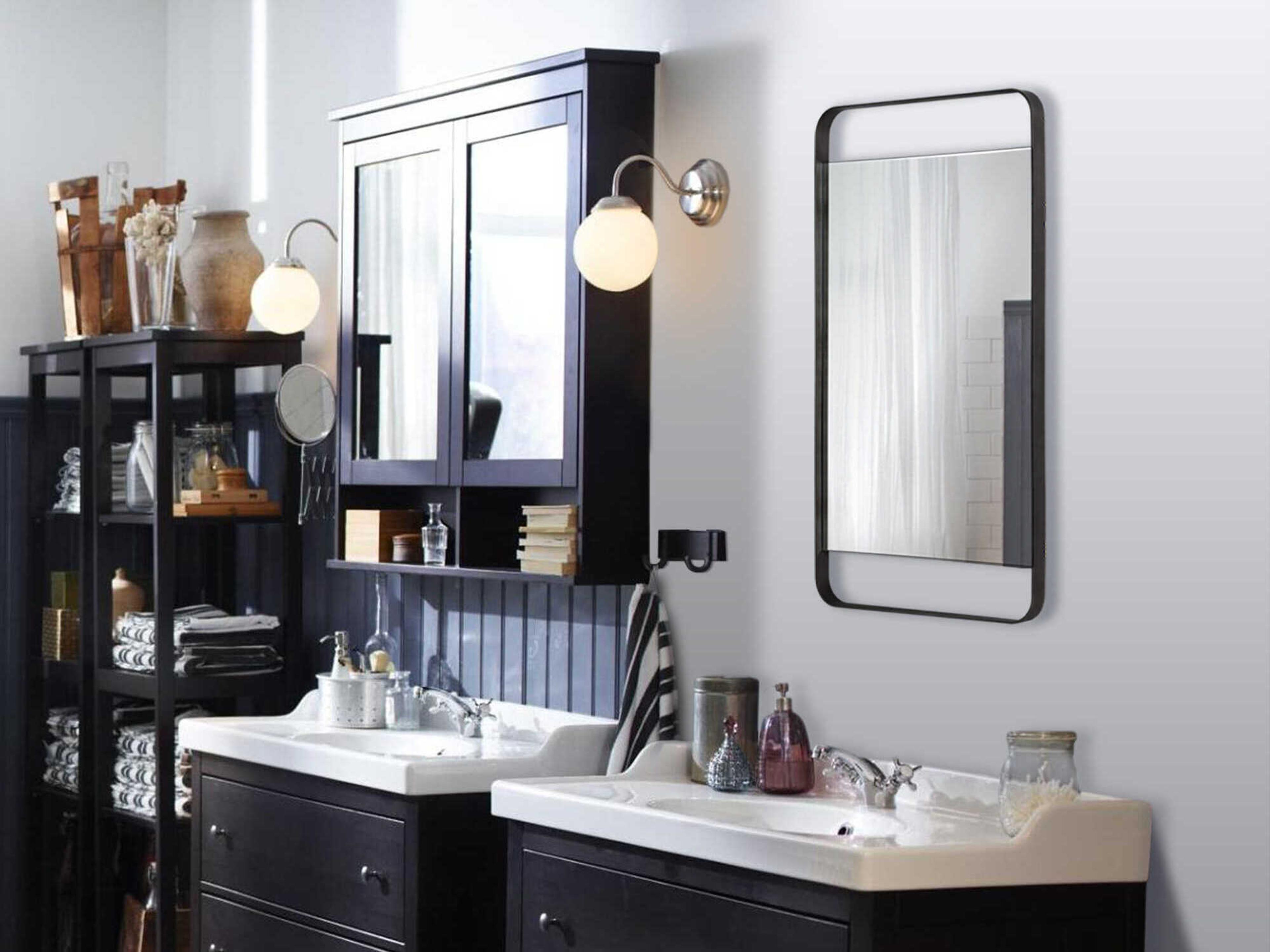 Renwil Tiffey Charcoal Grey Rectangular Wall Mirror