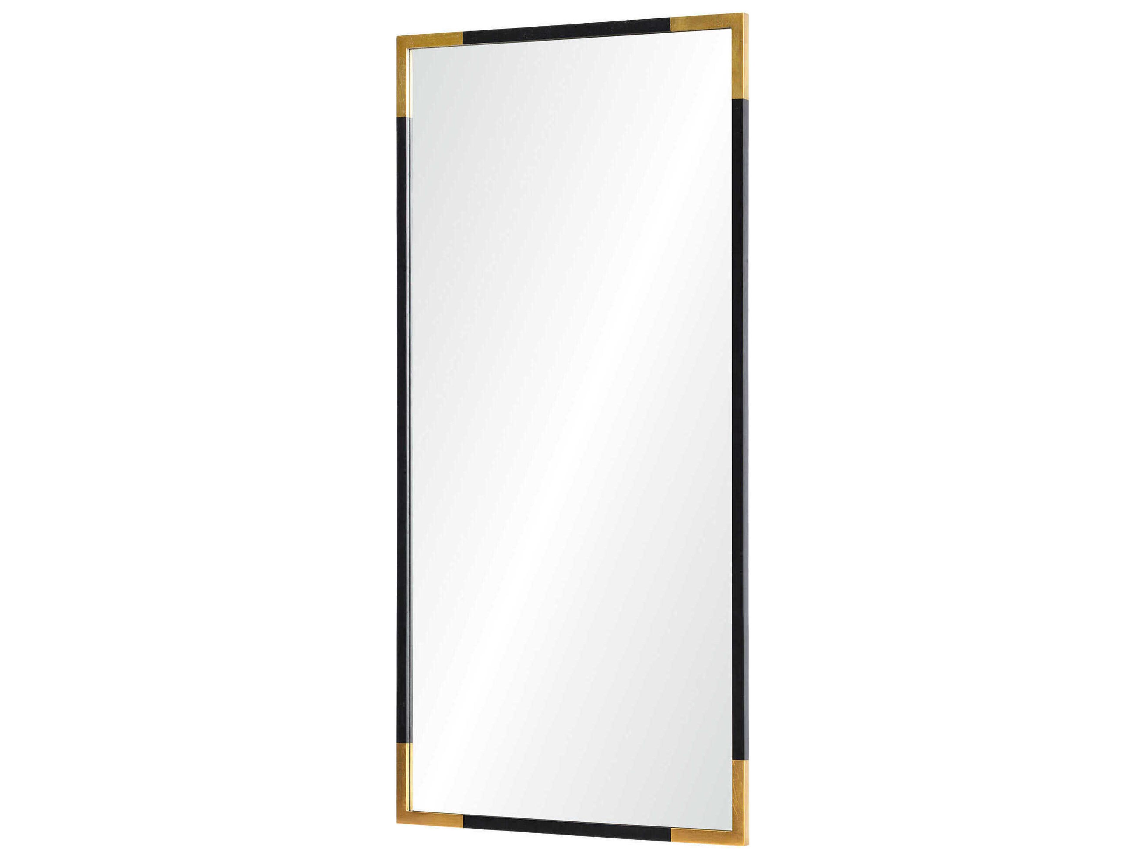 Renwil Osmond Gold Leaf Black Rectangular Wall Mirror