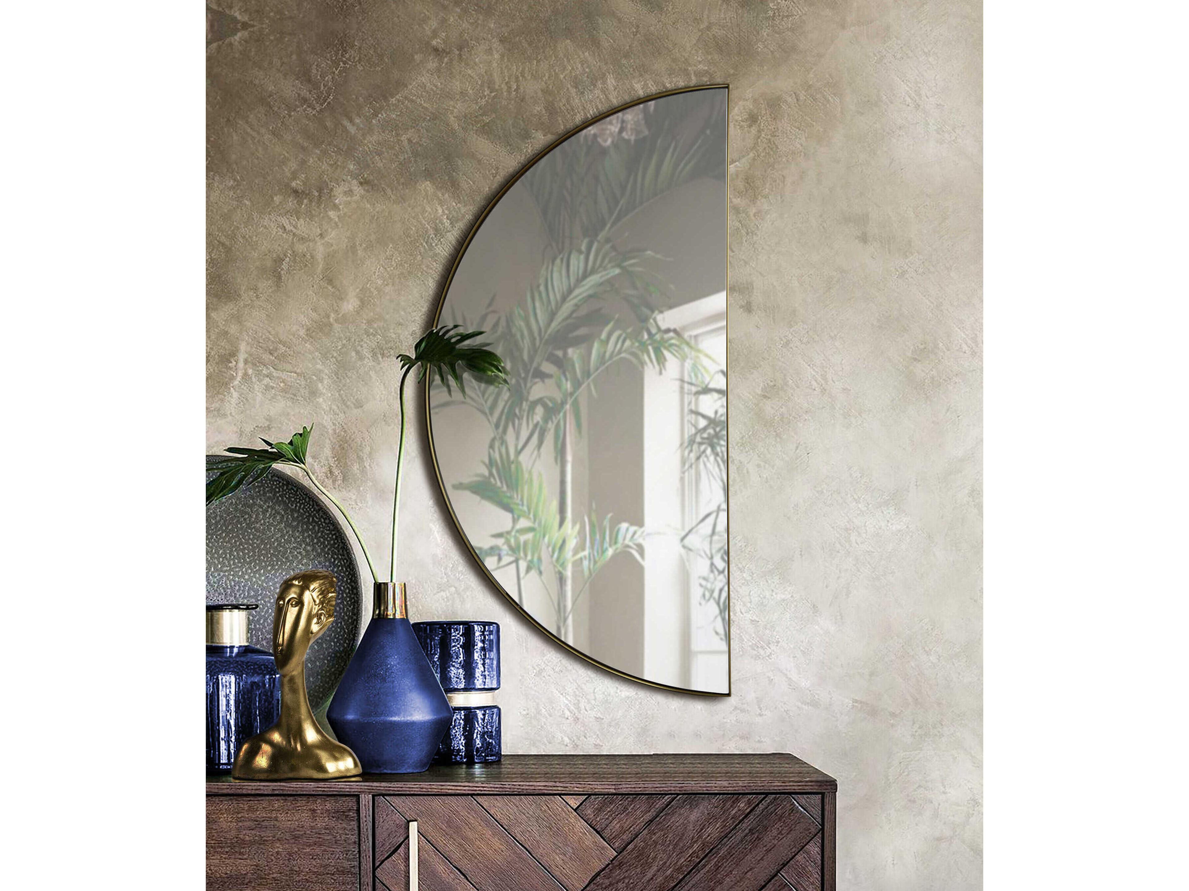 Renwil Halfmoon Satin Brass Semicircle Wall Mirror