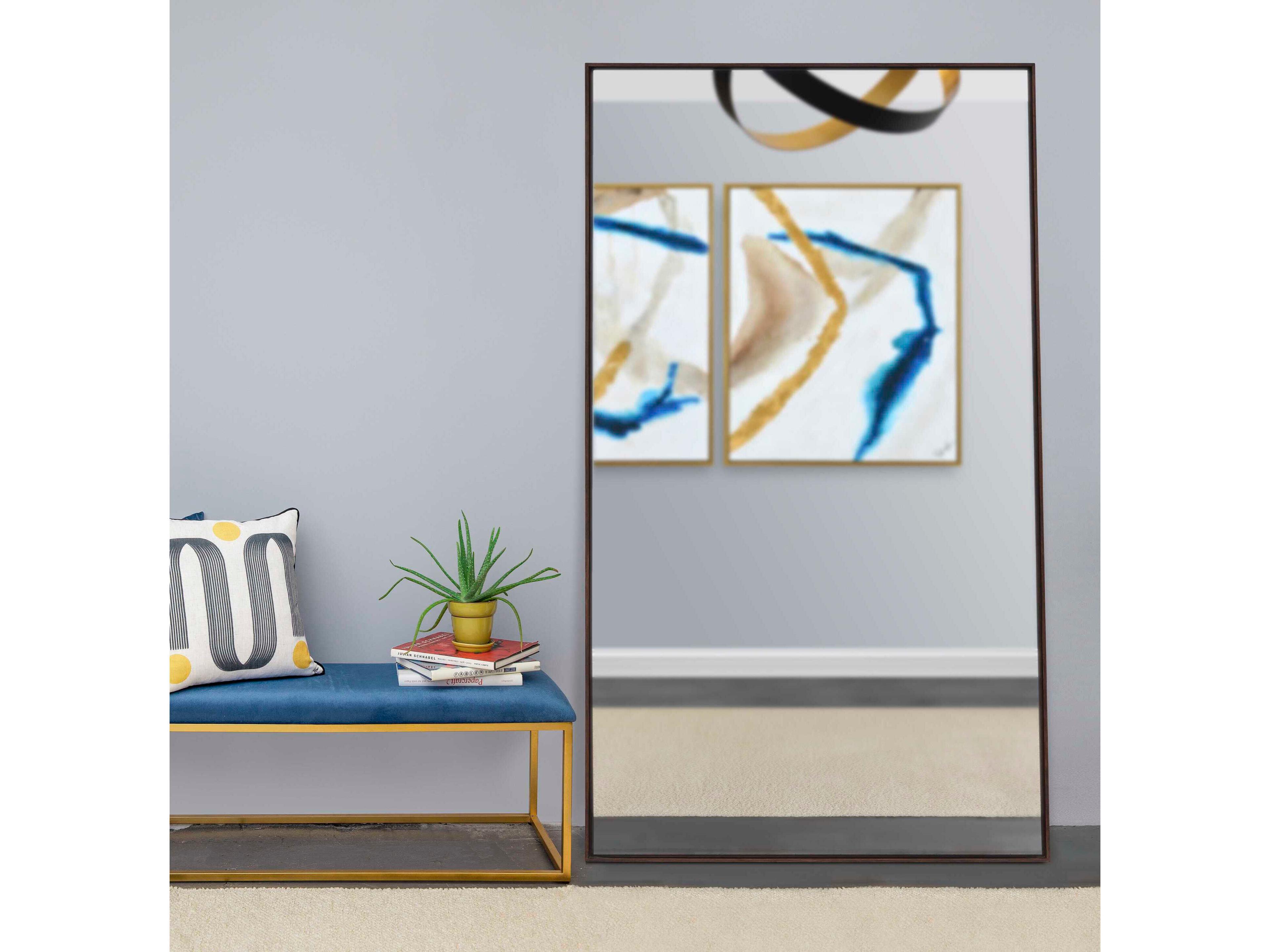 Renwil Anjalina Dark Chestnut Rectangular Floor Mirror