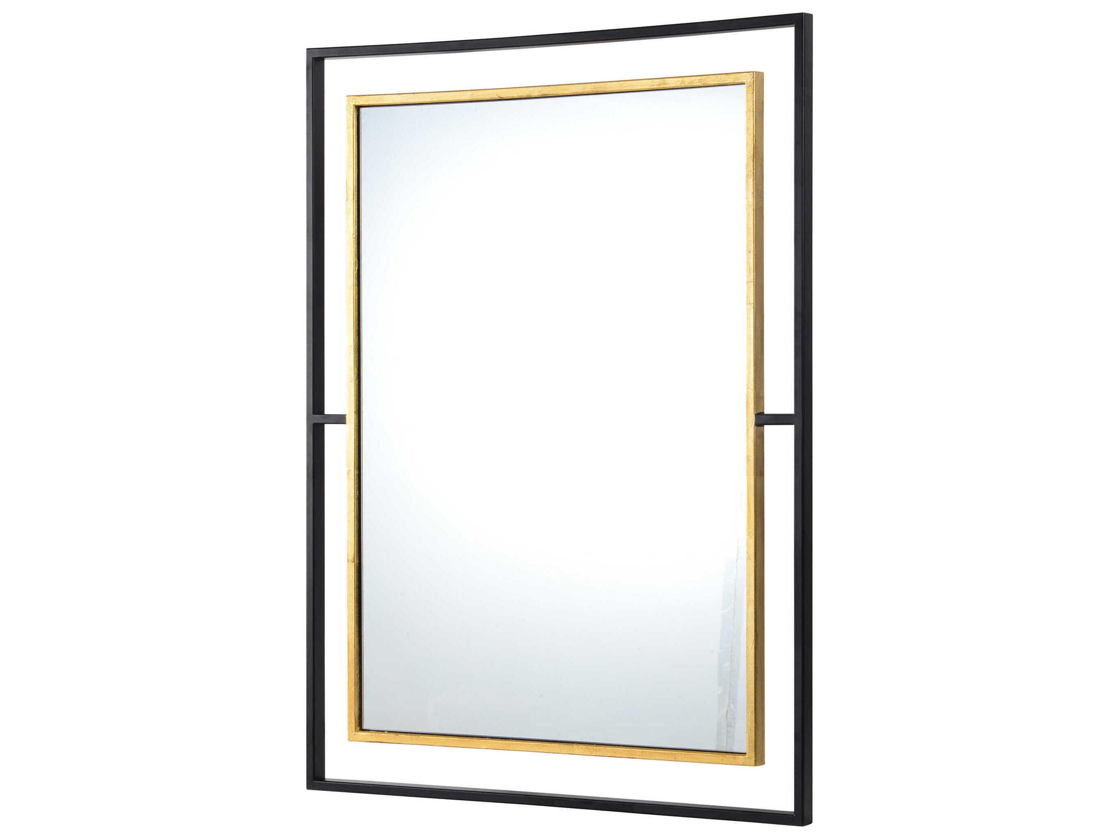 Renwil Gray Gold Leaf Rectangular Wall Mirror