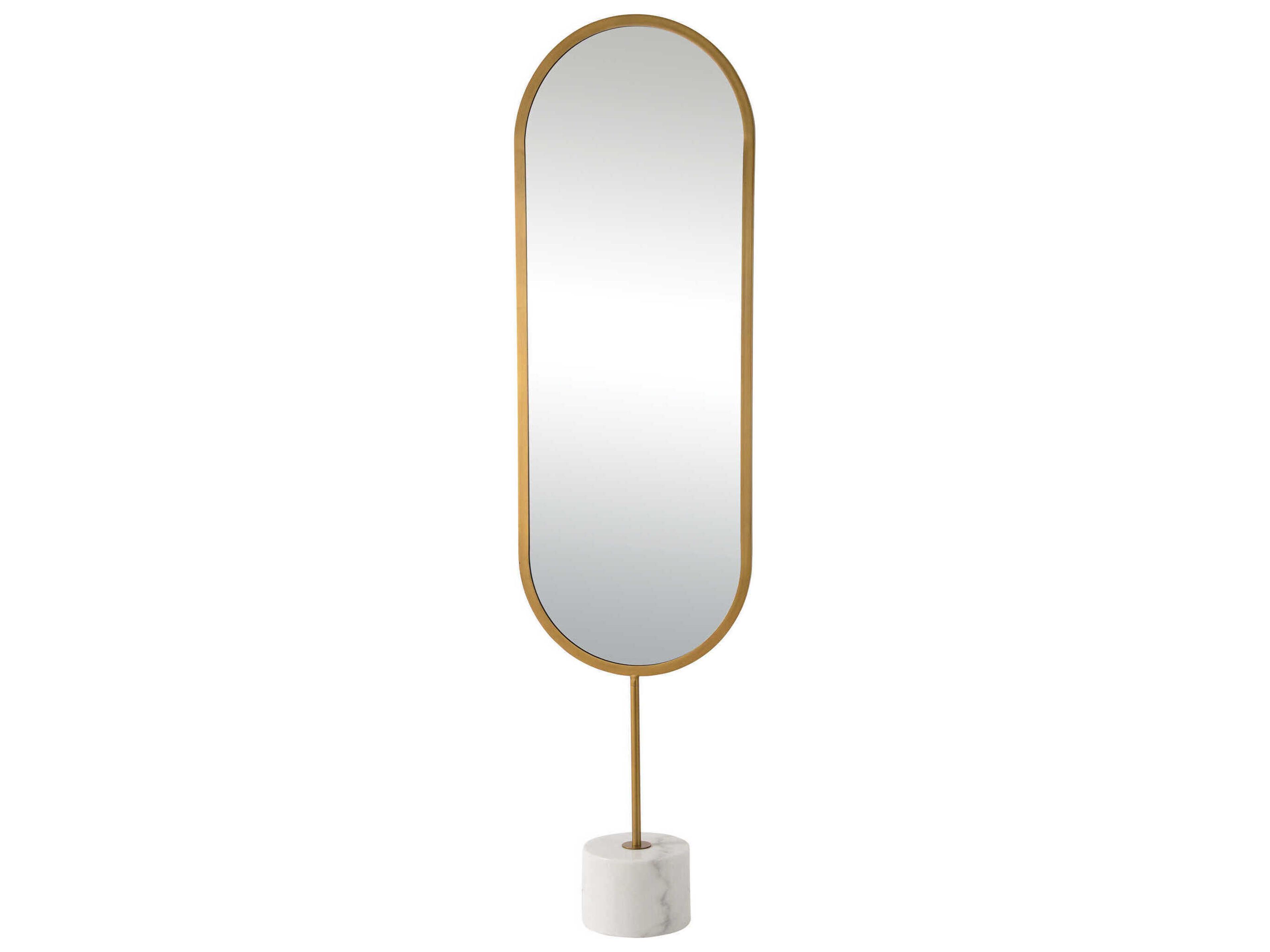 Taio Antique Brass Oval Floor Mirror