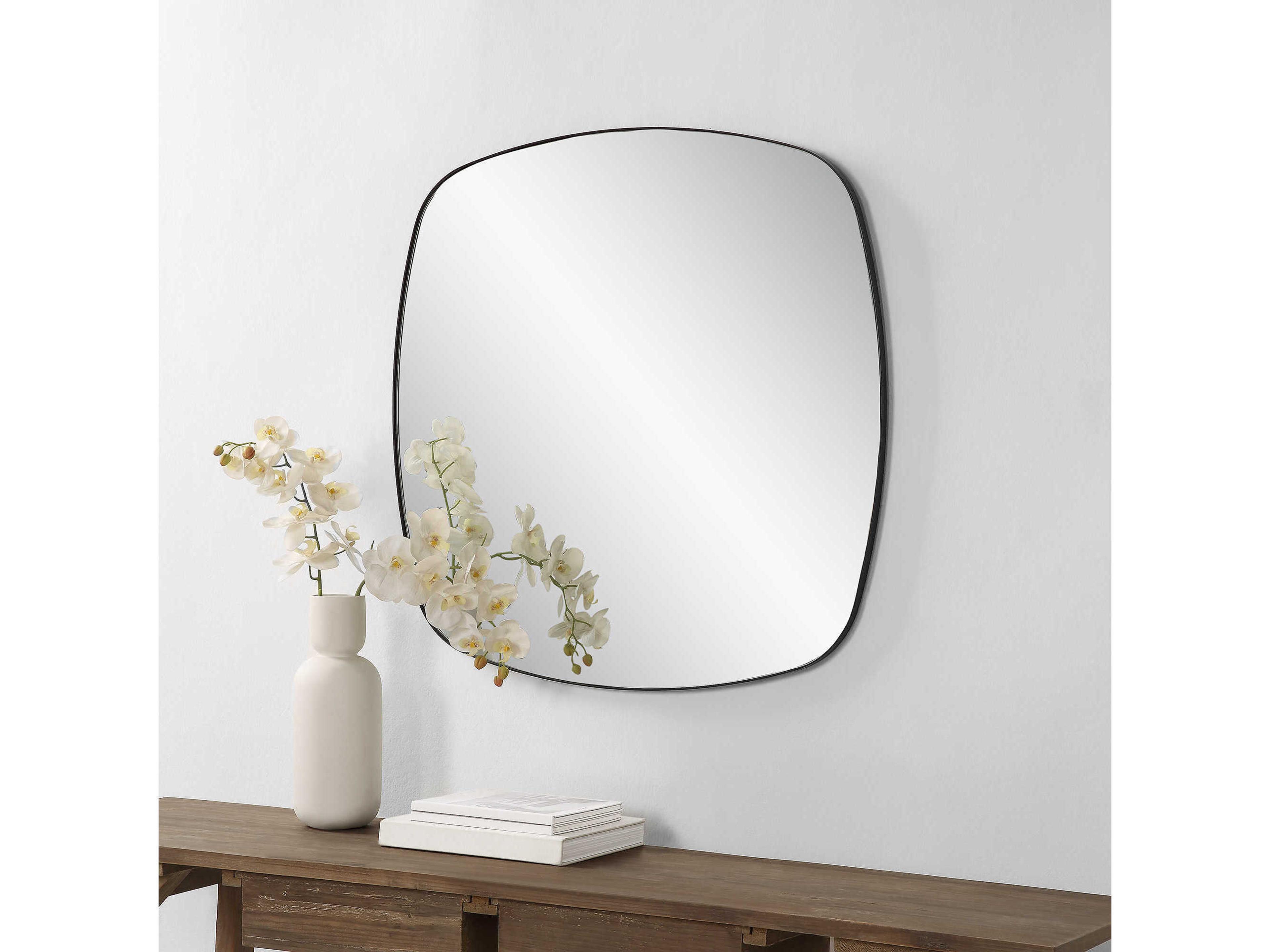 Renwil Sparti Matte Black Square Wall Mirror