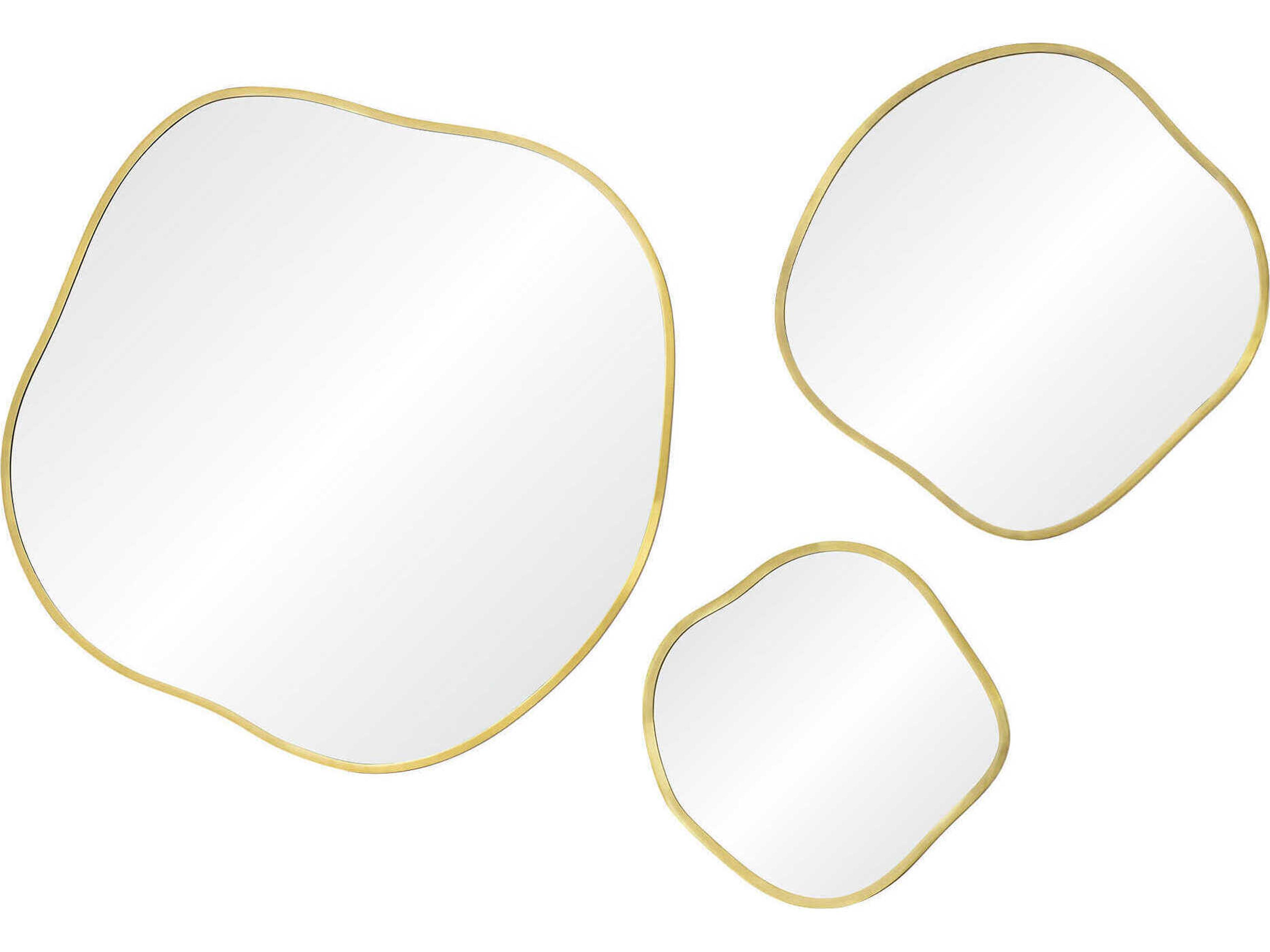 Nucleus Satin Brass Irregular Wall Mirror Set of 3