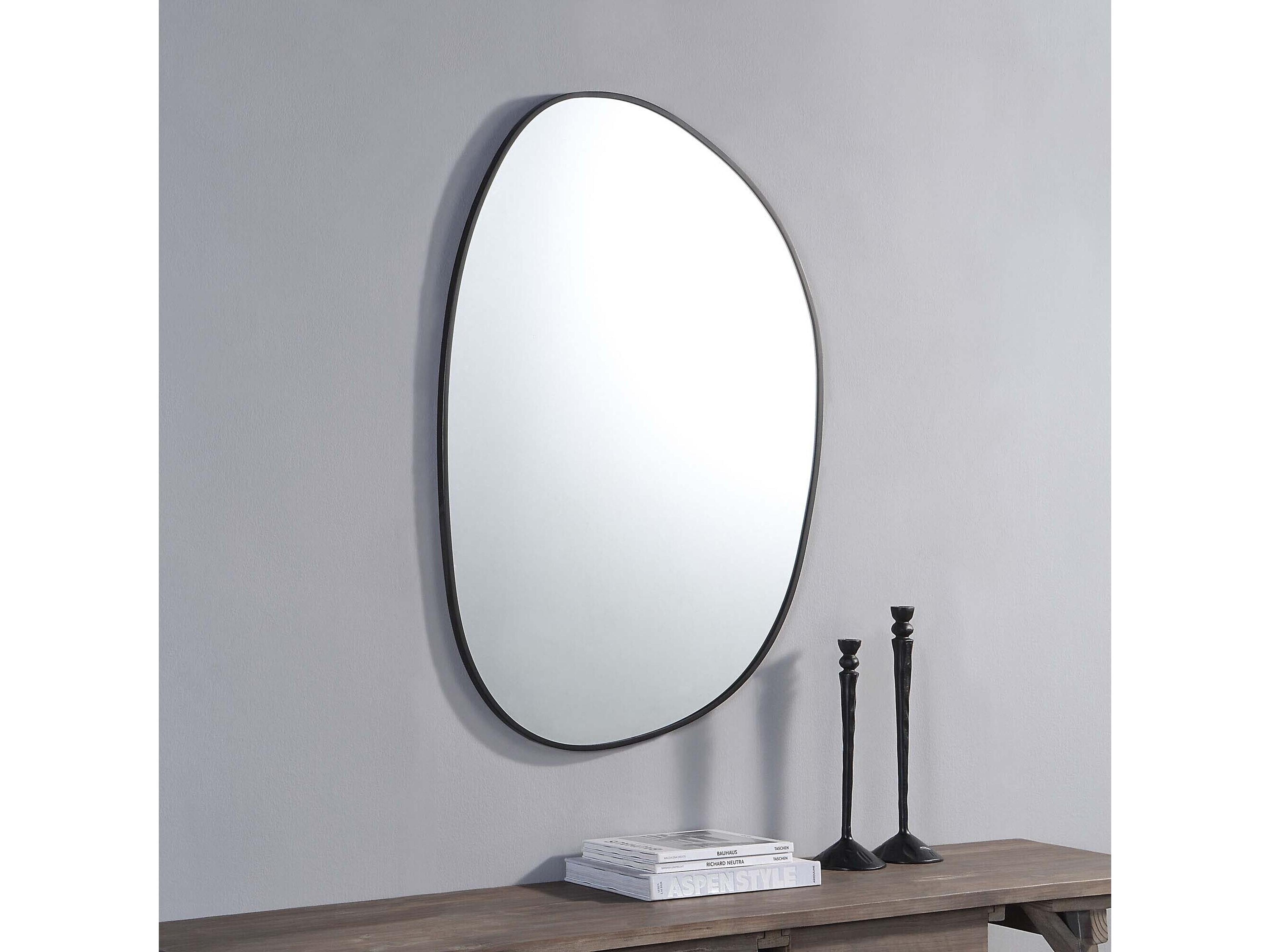 Renwil Bozeman Matte Black Oval Wall Mirror