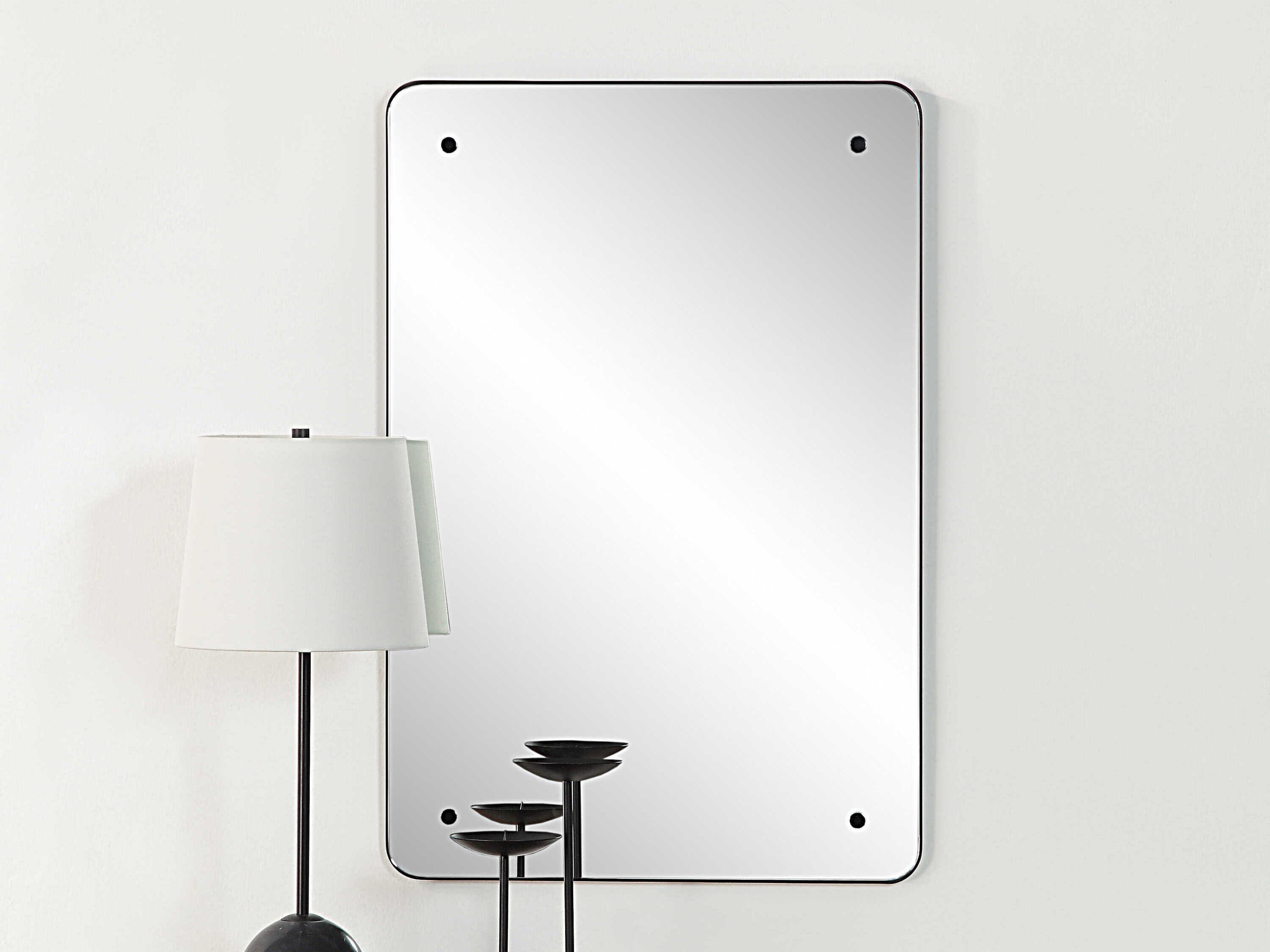 Renwil Aine Matte Black Rectangular Wall Mirror
