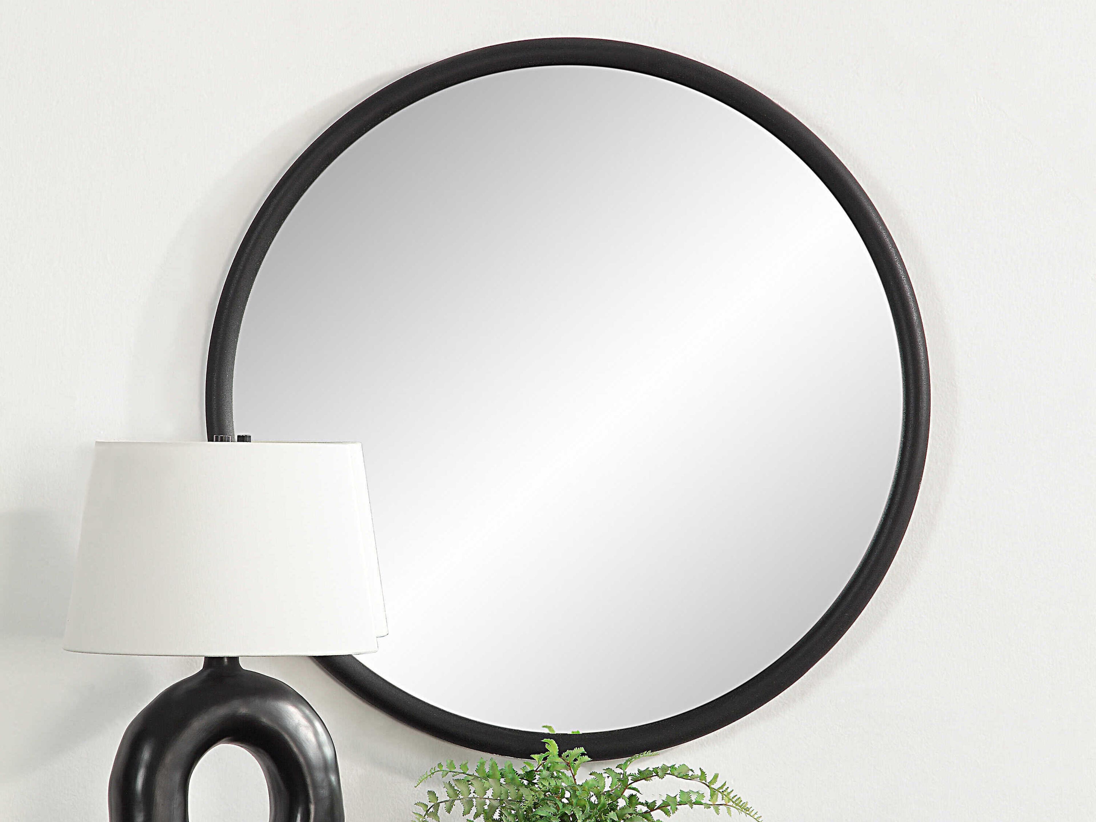 Renwil Namur Matte Black Round Wall Mirror