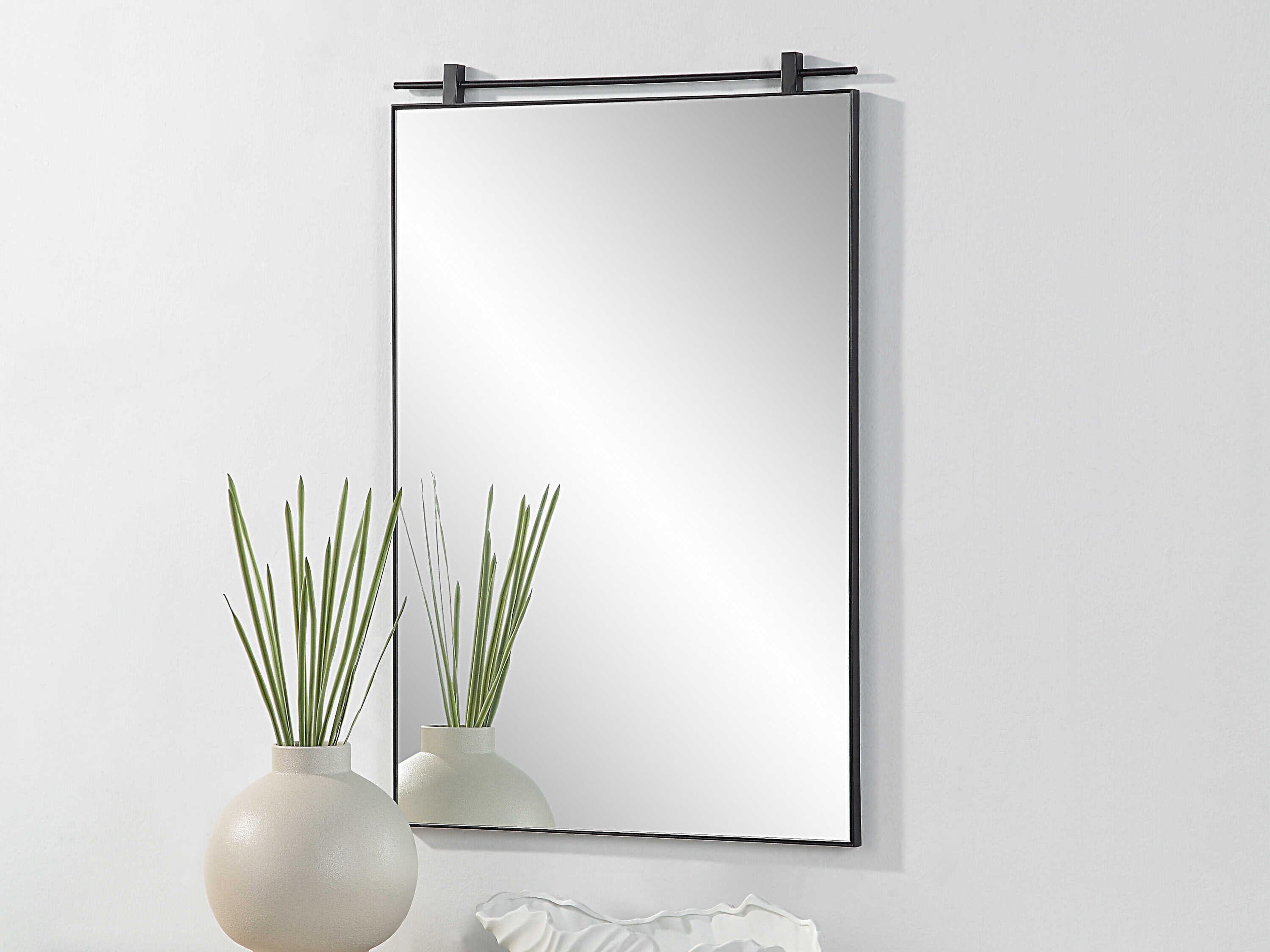 Renwil Titel Matte Black Rectangular Wall Mirror