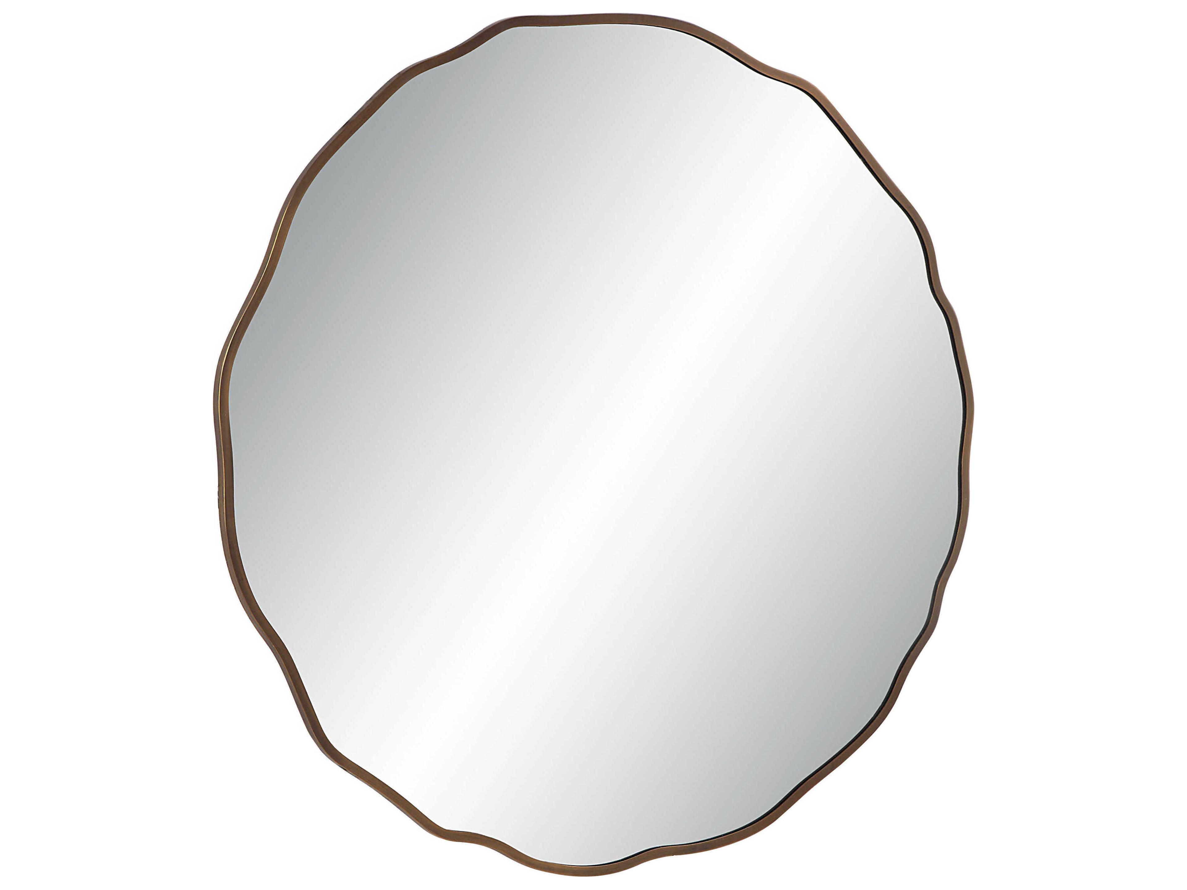 Renwil Bern Dark Antique Brushed Brass Round Wall Mirror