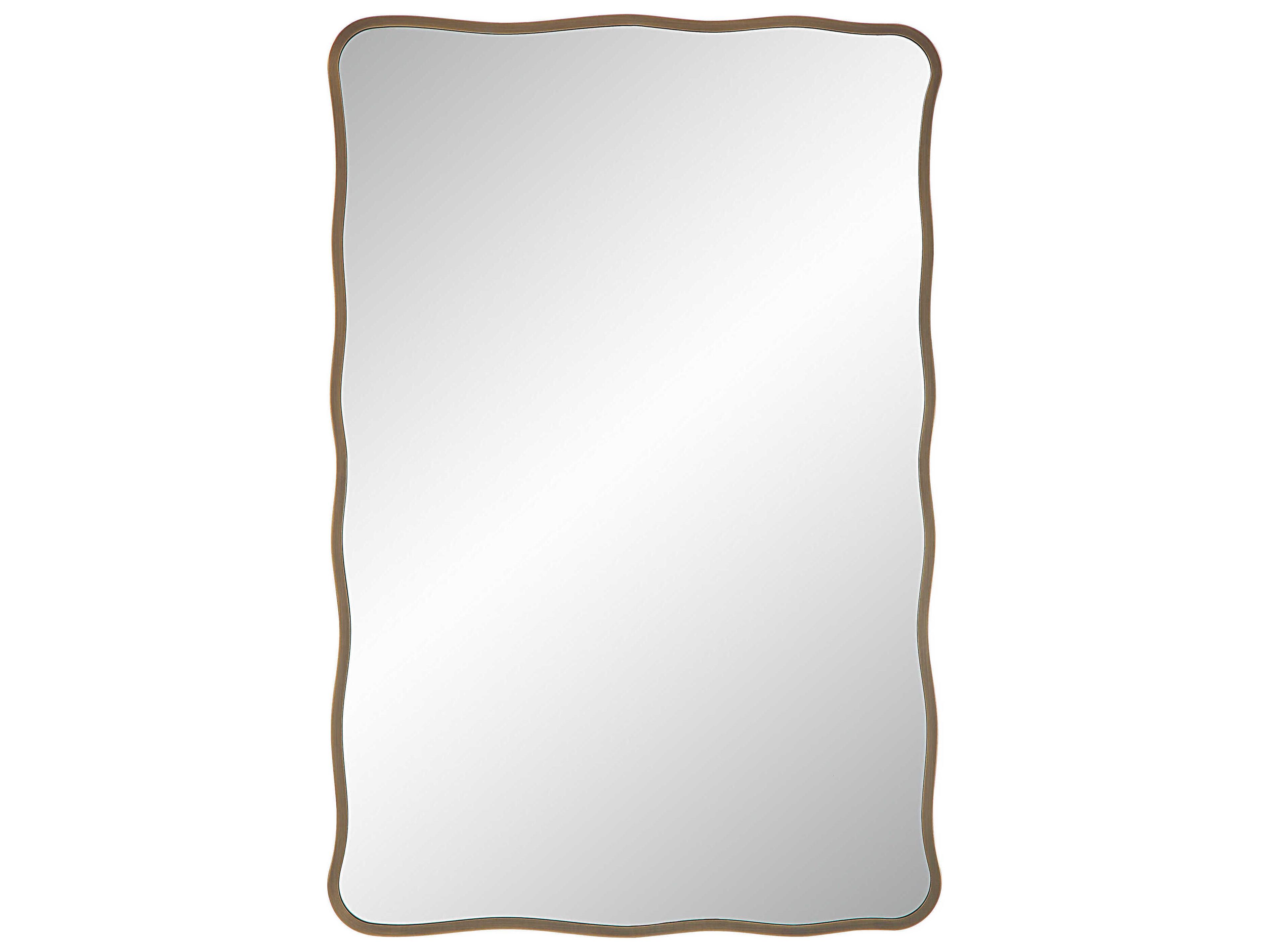 Basel Dark Antique Brushed Brass Rectangular Wall Mirror